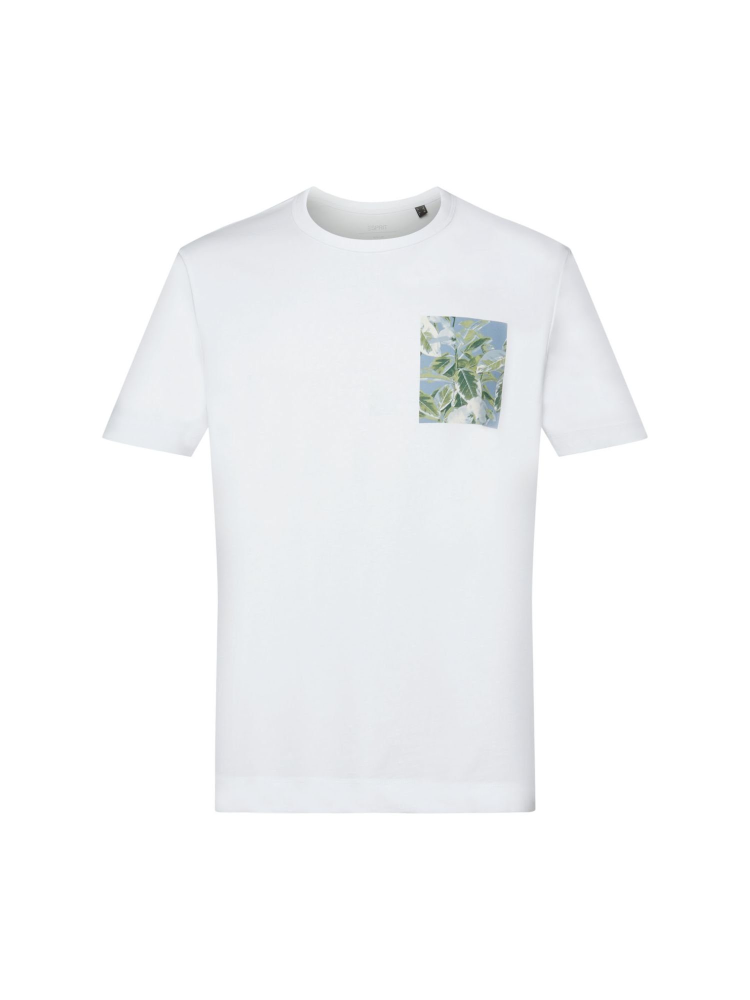 (1-tlg) Brust-Print, Jersey-T-Shirt WHITE Baumwolle mit 100 Esprit T-Shirt Collection %