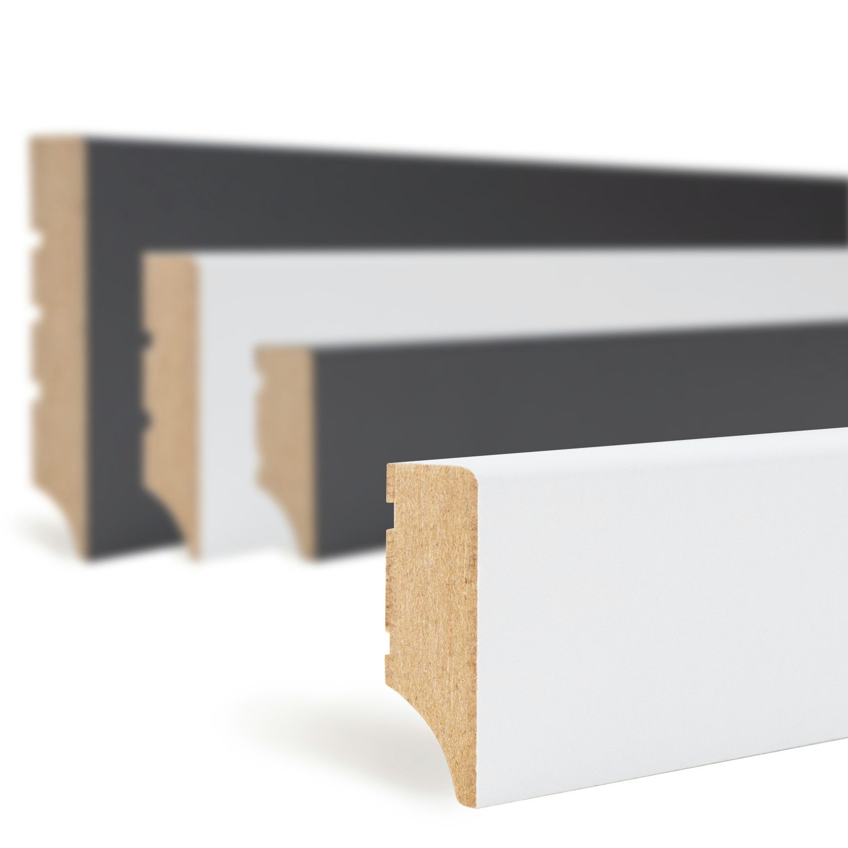 Hexim Sockelleiste, Fußbodenleisten 2000x35x12mm, 30 Stück Abschlußleisten weiß MDF foliert, Weimarer Profil Bodenleisten glatt Fußleisten, 60 Meter / 30 Позволить себе