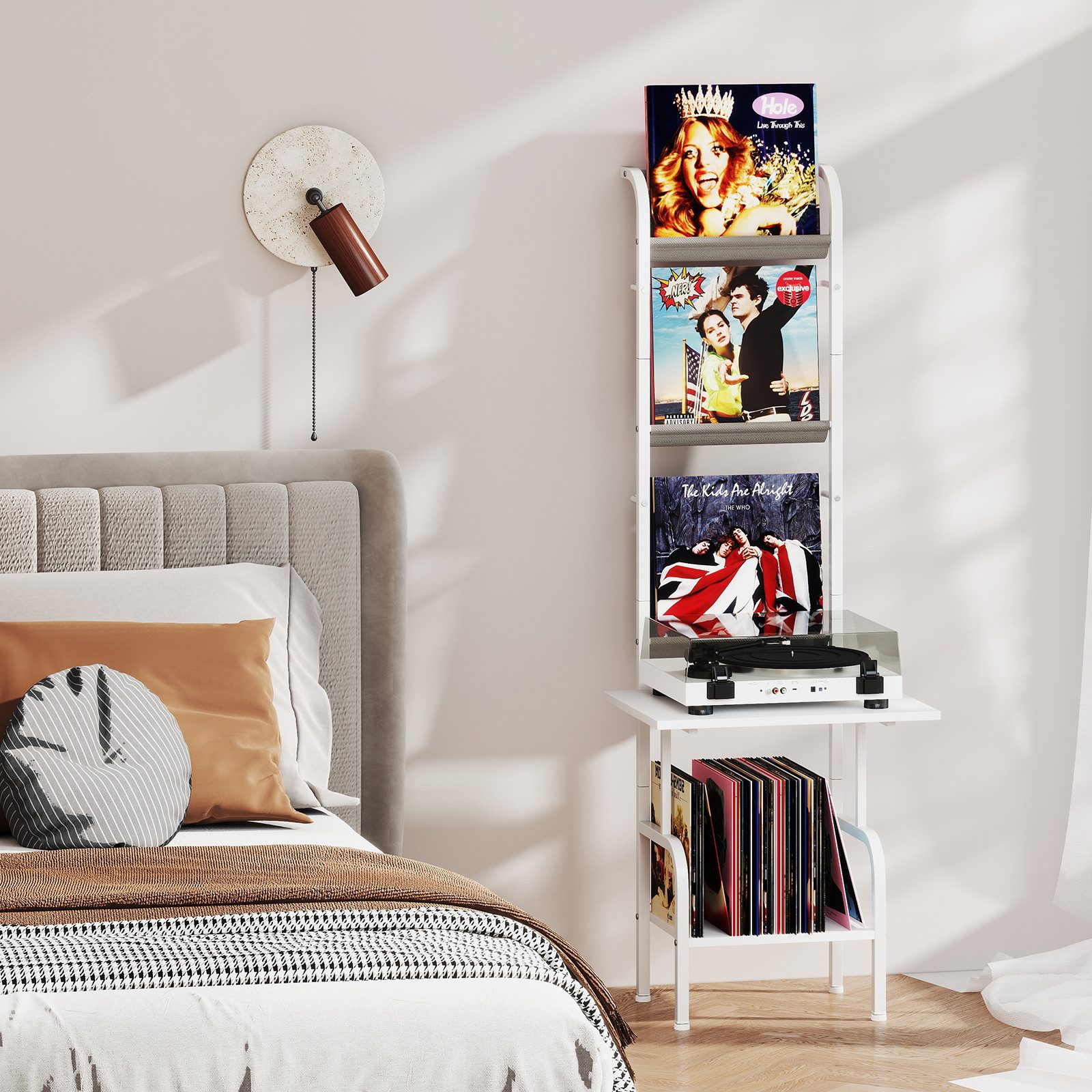 COSTWAY Bücherregal, Plattenspielerständer mit 3 Ausstellungsregaln, günstig online kaufen