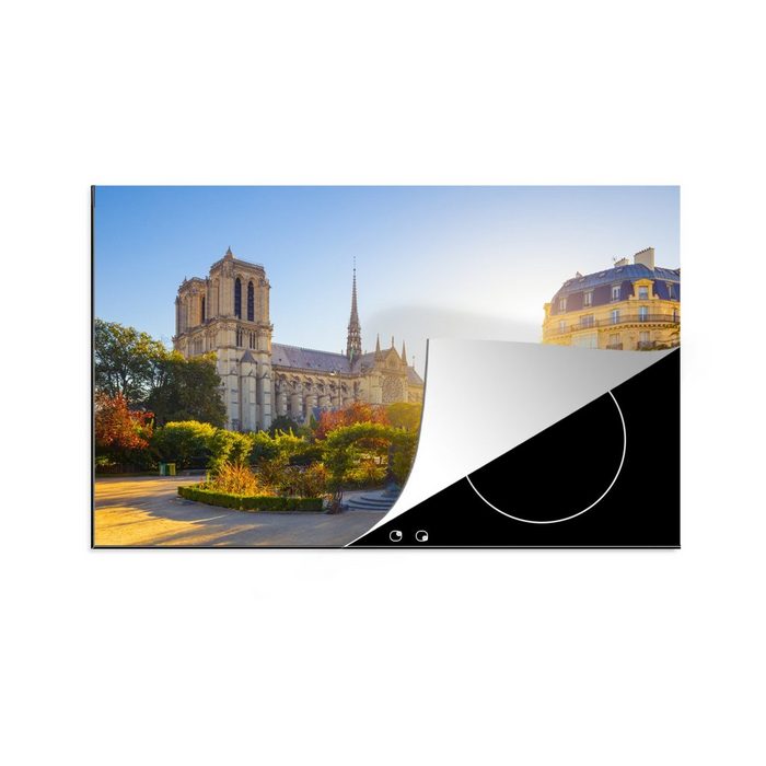 MuchoWow Herdblende-/Abdeckplatte Paris - Notre Dame - Sonne Vinyl (1 tlg) Ceranfeldabdeckung für die küche Induktionsmatte