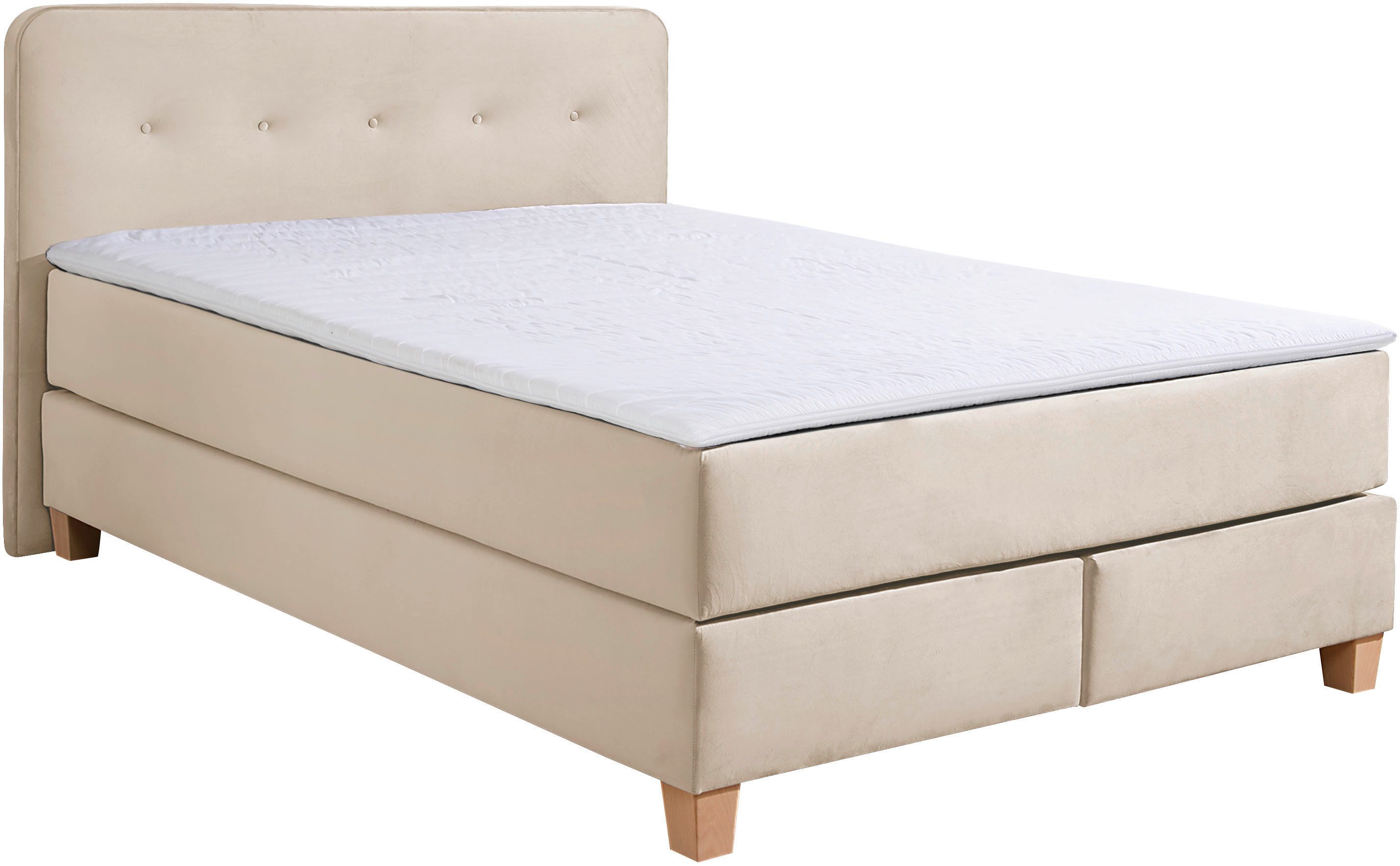 Home affaire Boxspringbett Fargo, inkl. Topper, in 3 Matratzenarten, in Samt- oder Strukturstoff