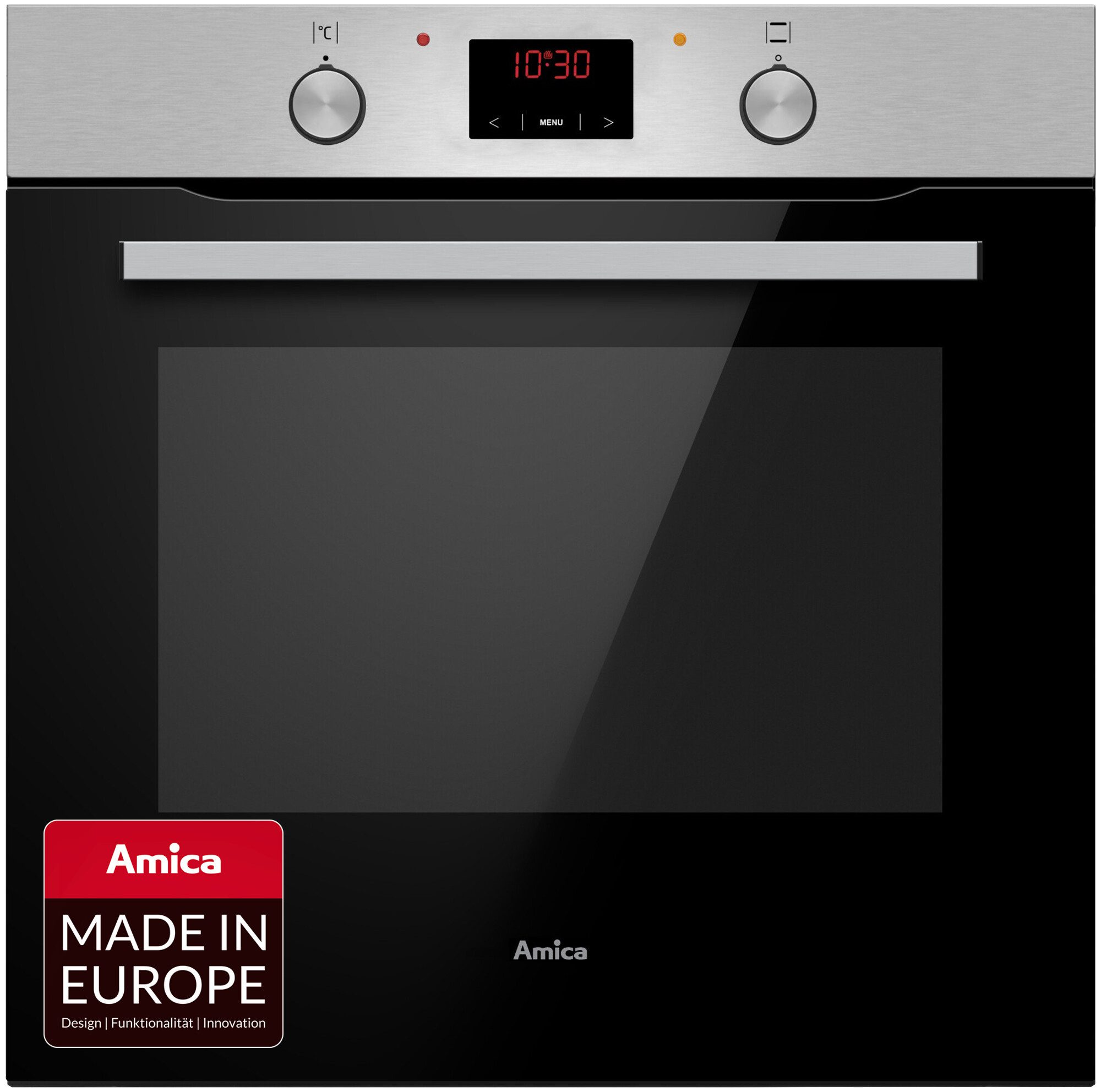 Amica Backofen ABE 9430 E, mit Teleskopauszug nachrüstbar, Steam Clean, Großer Garraum, klare Sicht und einfache Reinigung für ruhiges Backen