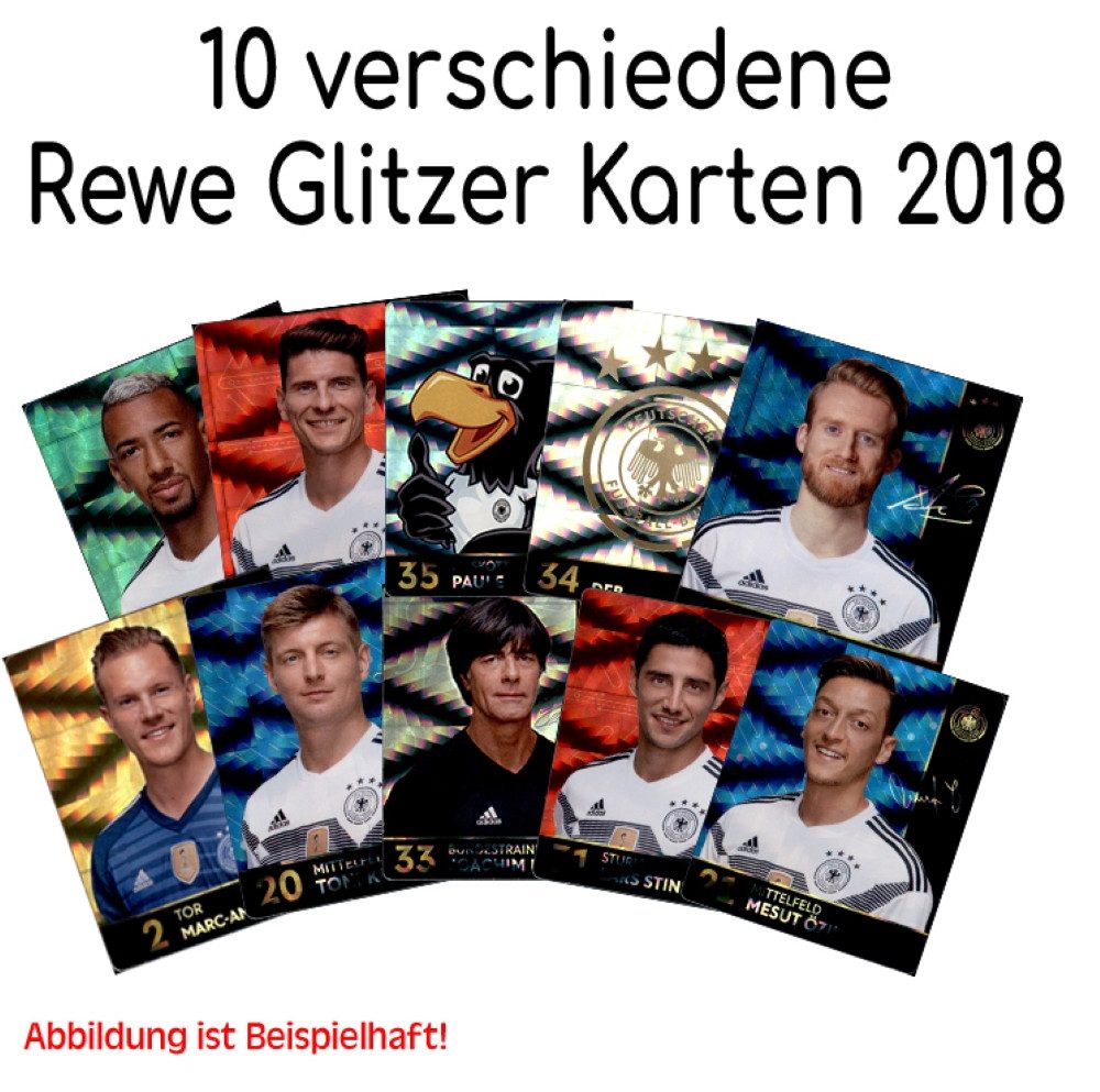 REWE Sammelkarte WM 2018 REWE Sammelkarten - 10 verschiedene GLITZER Karten