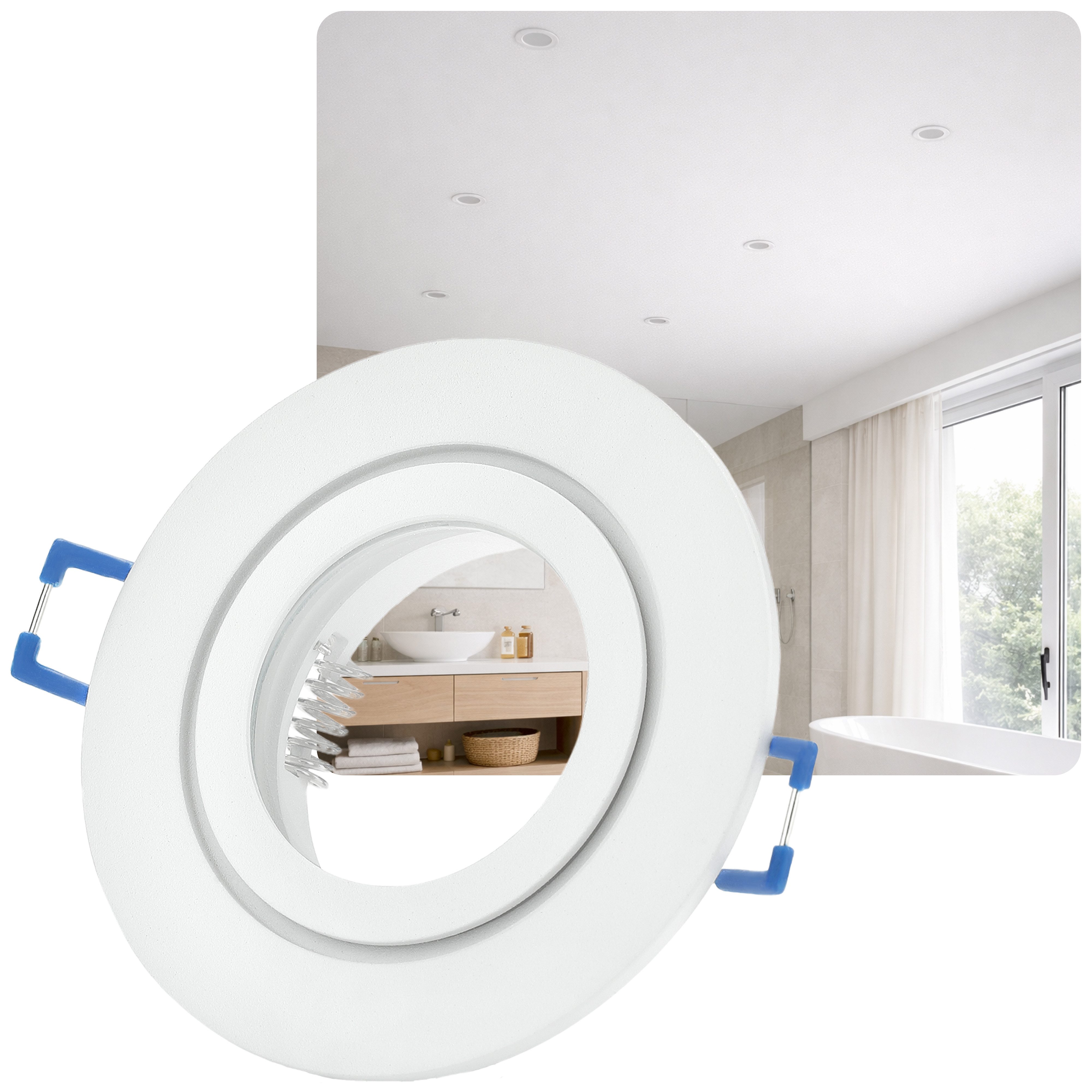 Sweet LED Deckenspot IP44 GU10 Einbaustrahler Aluminium für Bad & Küche weiß-matt, ohne Leuchtmittel, Einbauspots, Einbaurahmen, Deckenlampe