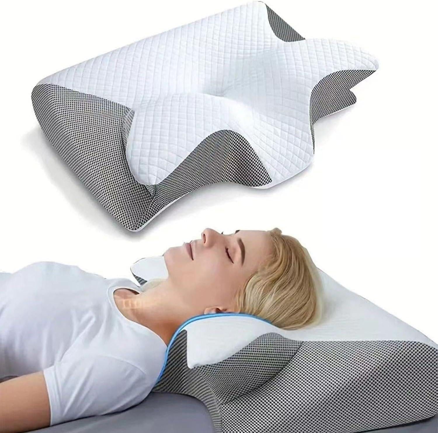 Kityhome Kopfkissen Orthopädisches Nackenkissen Memory Foam – 2 Höhen, waschbarer Bezug, Füllung: 100% Memory Foam, Set, Nackenkissen*1, waschbarer Bezug*1, Nackenstützkissen, Komfort, Atmungsaktiv