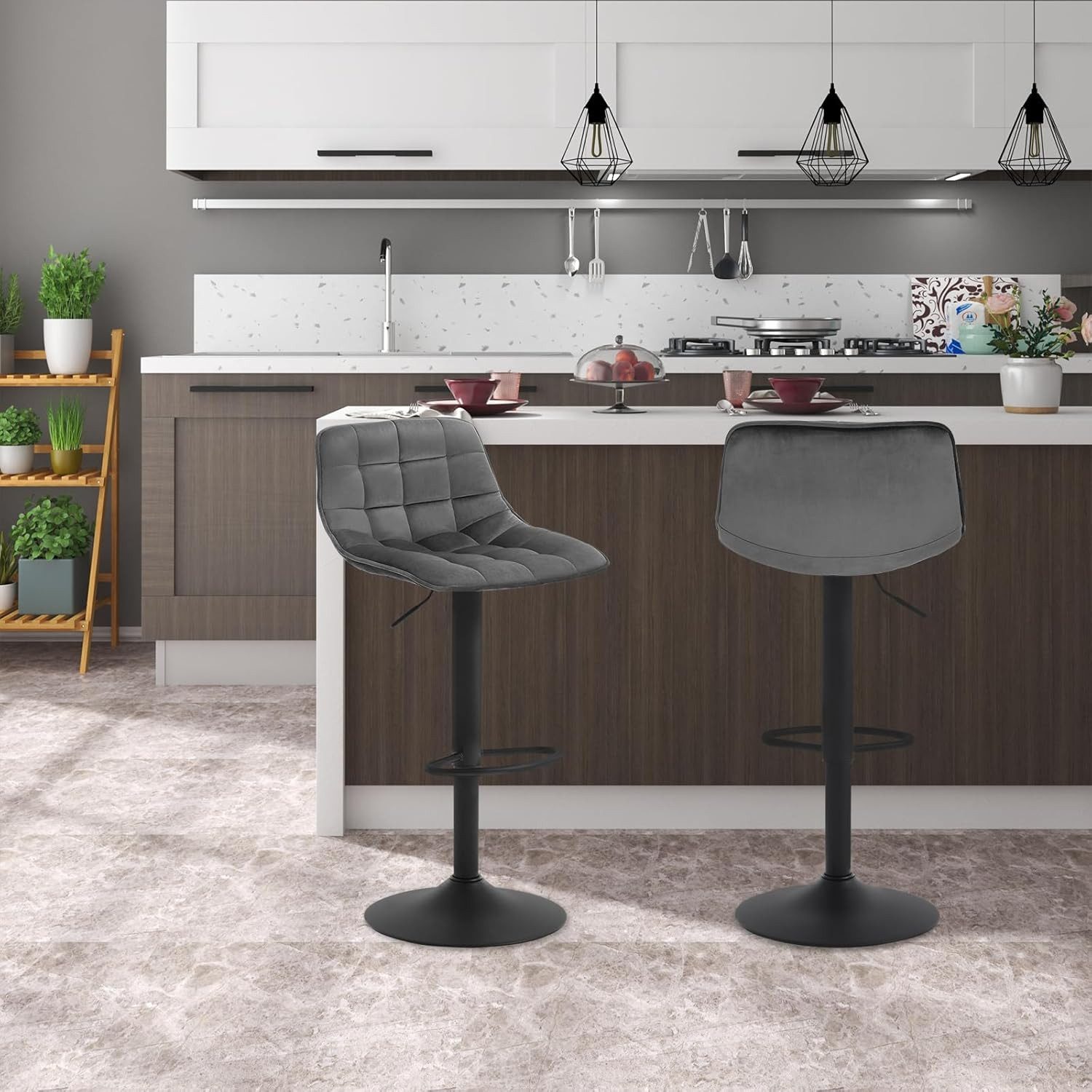 Woltu Barhocker (1 St), höhenverstellbar & 360° drehbar, Samt und Metall günstig online kaufen