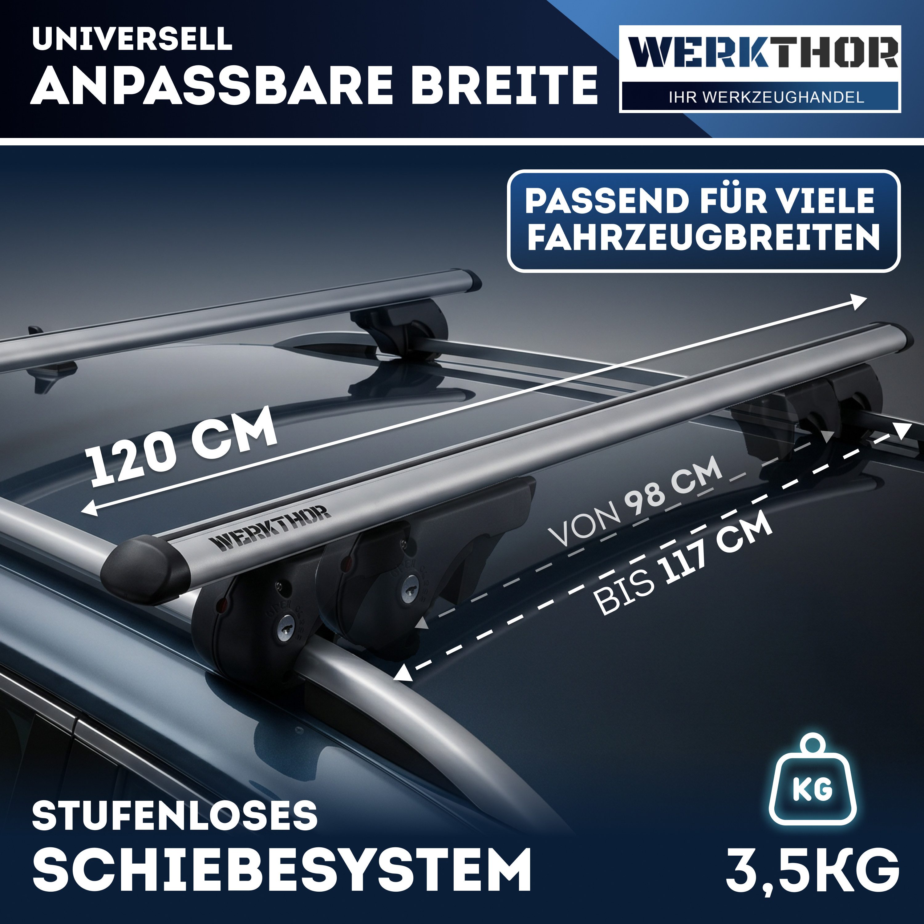 Werkthor Dachträger Alu Dachträger für Offene & Geschlossene Relingträger