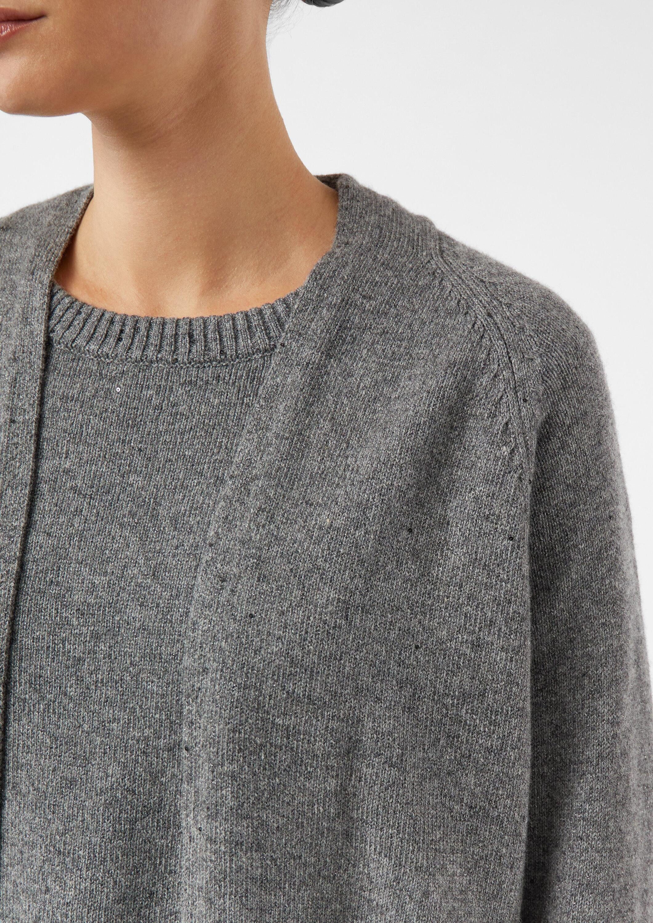 comma Cardigan Strickjacke Cardigan mit Glitzergarn und Fledermausärmeln