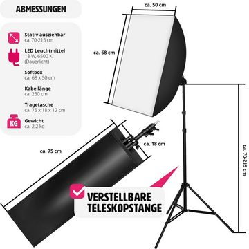 tectake Studioleuchte mit Softbox, Stativ und Tragetasche Studio-Stativ-Blitz