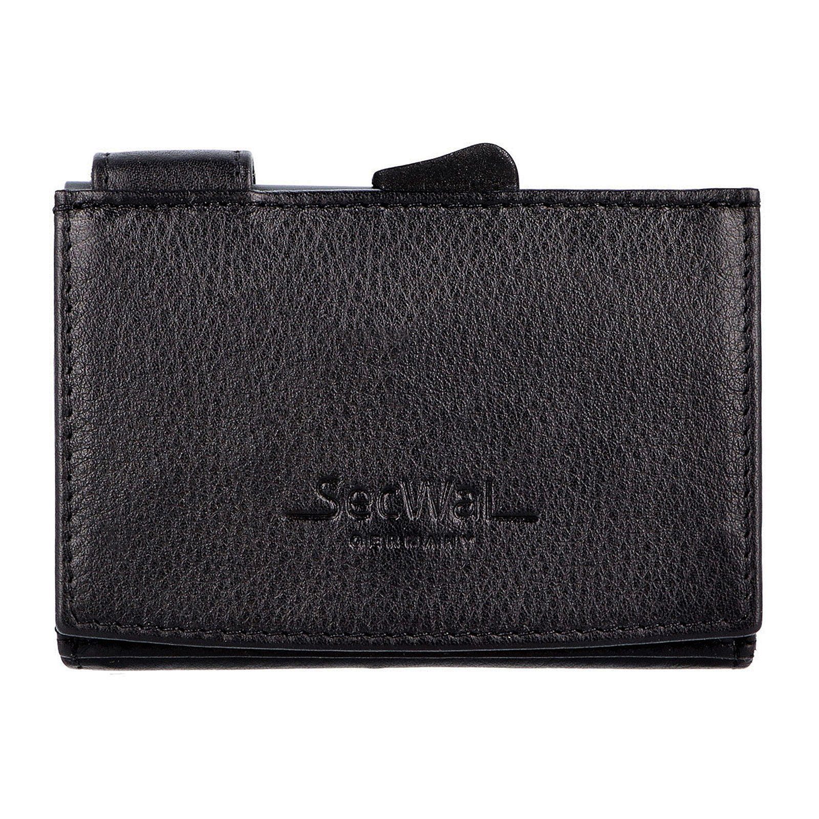 SecWal Geldbörse RFID Leder Kartenetui mit Münzfach Geldbörse Portemonnaie SW3, RFID Schutz Schwarz