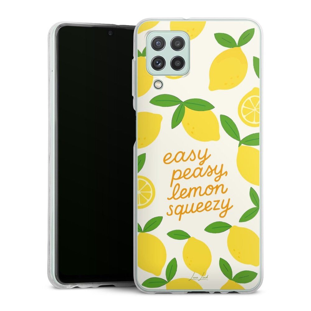 DeinDesign Handyhülle Zitrone Spruch Statement Easy Peasy Lemon Queezy, Samsung Galaxy A22 4G Silikon Hülle Bumper Case Handy Schutzhülle