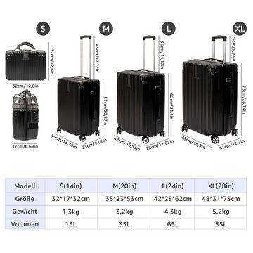 NULSTA Trolleyset Kofferset, 4 Rollen, (Familienset Handgepäckkoffer, 4 tlg., 28“/24"/20"/14" Set), Leicht ABS+PC Reisekoffer Zahlenschloss Teleskopgriff (S-M-L-XL)