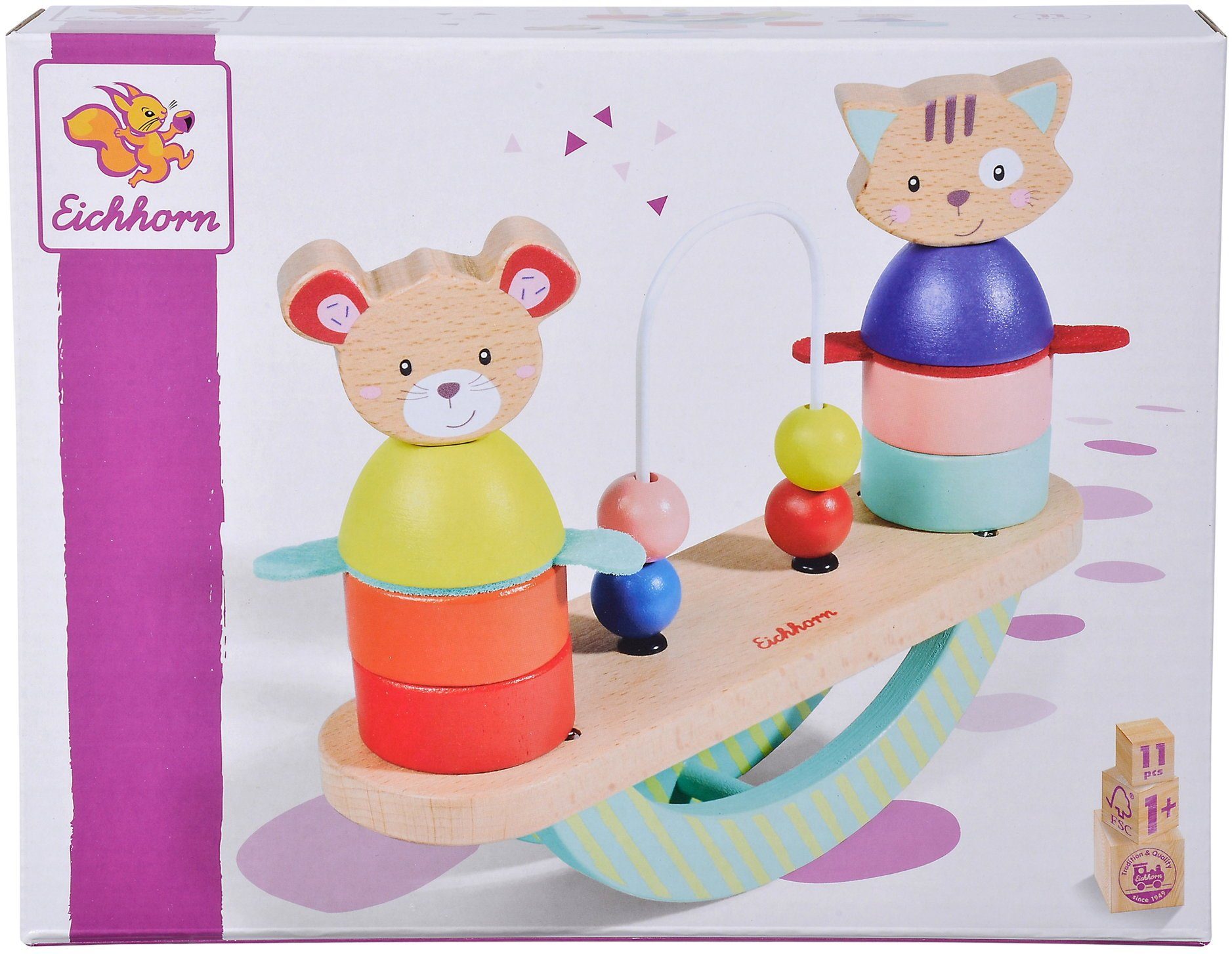 Eichhorn Stapelspielzeug Kleinkindwelt Stapelspiel Friends Wippe Steckteilen 11 Teile 100005464