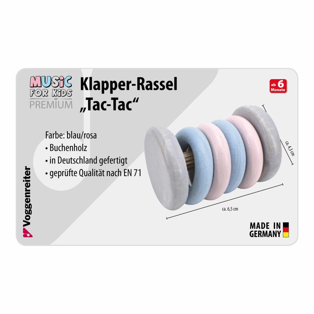 Voggenreiter Stabrassel Music For Kids Premium Tac-Tac, Blau / Rosa
