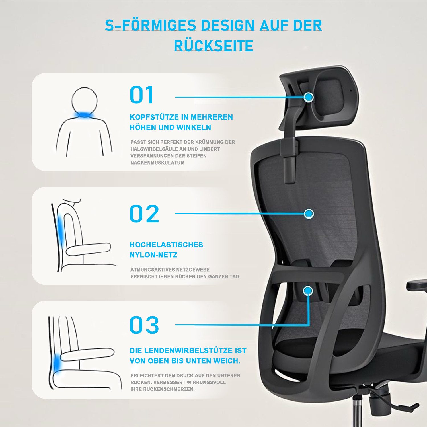 Durrafy Bürostuhl Ergonomischer Schreibtischstuhl,Stuhl Verstellbarer (Mesh günstig online kaufen