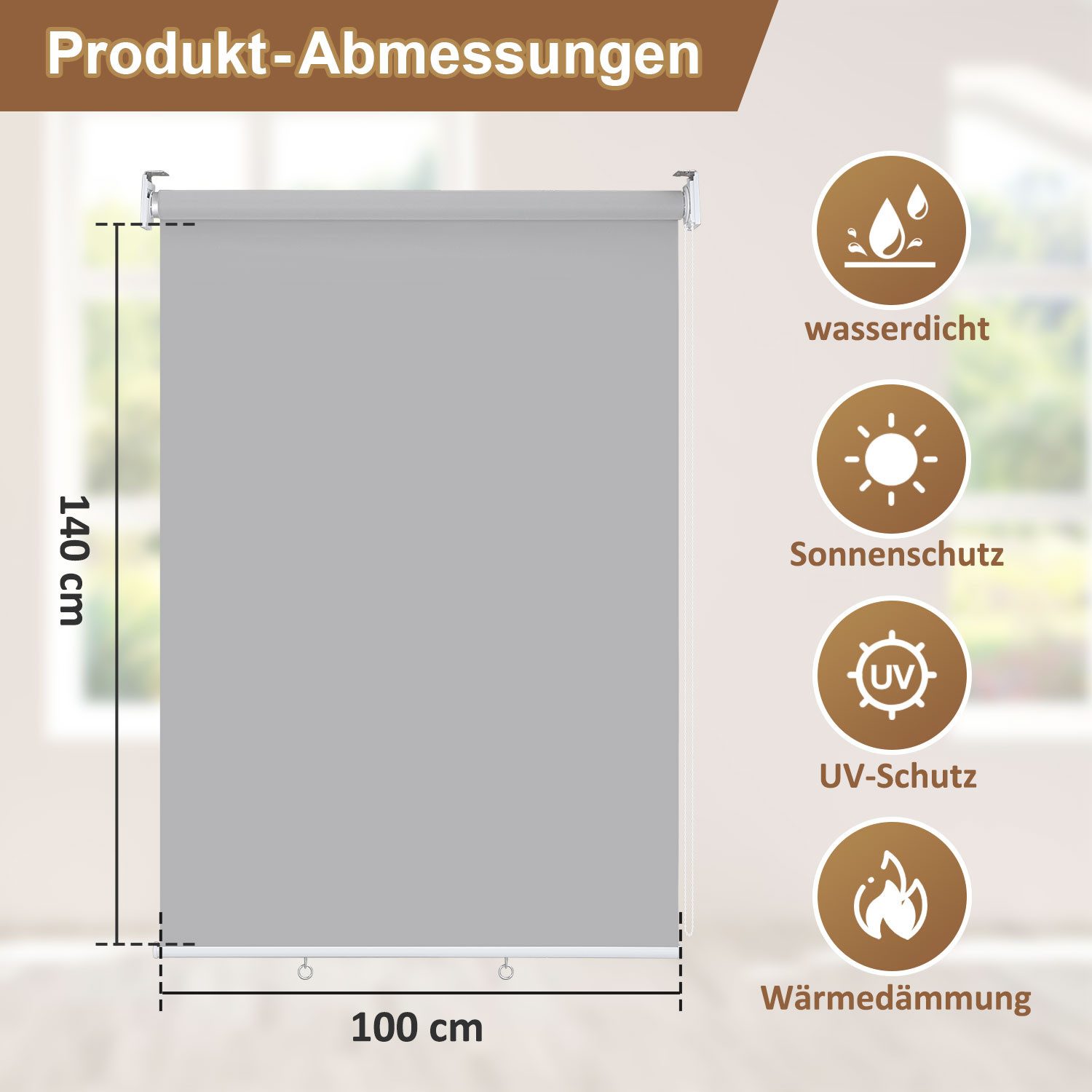 Clanmacy Senkrechtmarkise Außenrollo Balkonmarkise Vertikalmarkise Sichtschutz UV-Schutz (1-St) – Bild 2 von 5