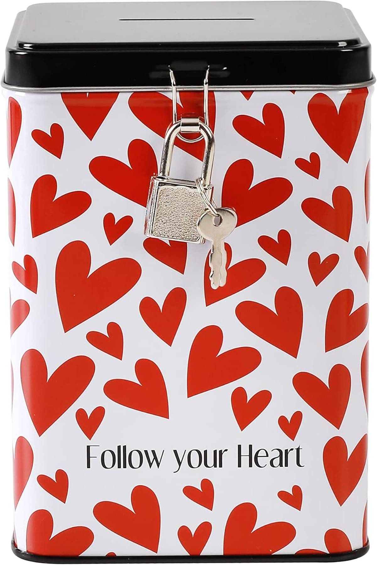 I-TOTAL Spardose I-TOTAL® Spardose Schlüssel Sparbüchse Metall Follow Your Heart