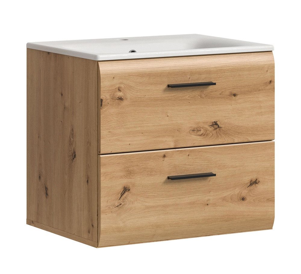 xonox.home Waschbeckenunterschrank Waschtisch Ice inkl. Waschbecken, Artisan Oak (1-St) WBU mit Waschbecken Artisan Eiche