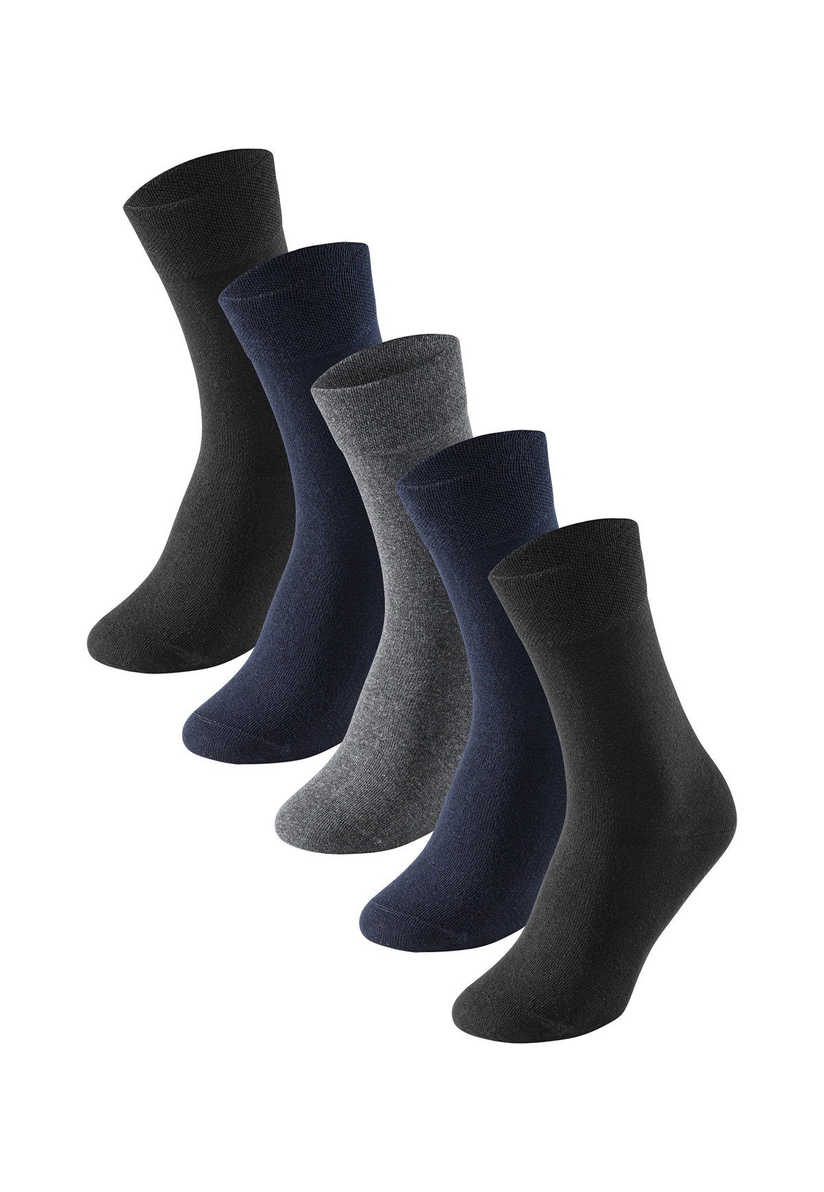 Schiesser Kurzsocken Herren Socken - Bluebird, 5er Pack, Baumwollmix Schwarz/Blau/Grau