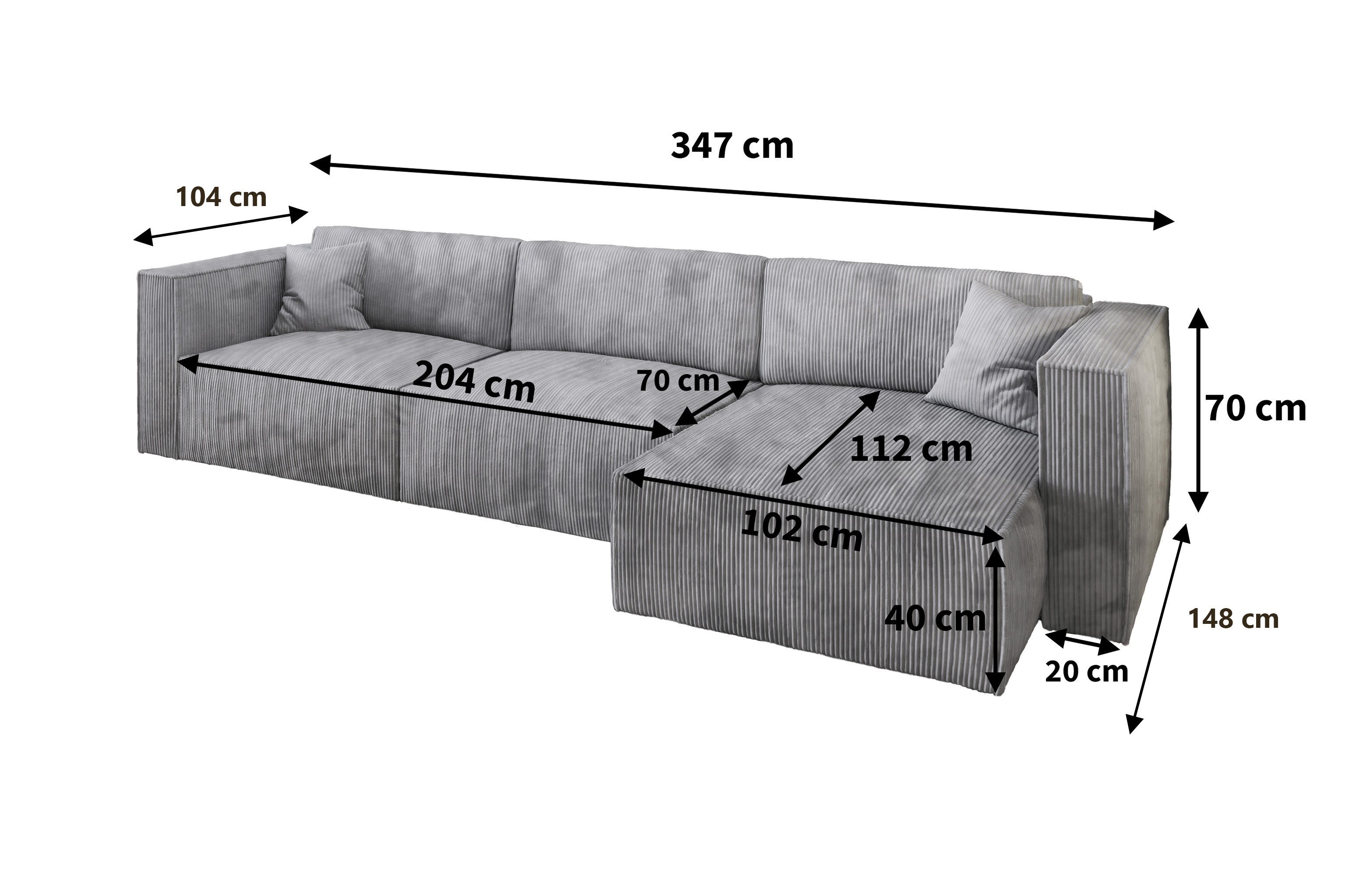 Masseno Ecksofa TOLMO mit Schlaffunktion L-Form, Sofa mit Bettkasten
