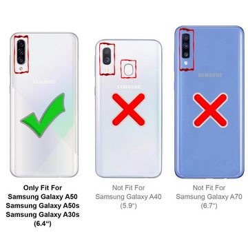 CoolGadget Handyhülle Gelb als 2in1 Schutz Cover Set für das Samsung Galaxy A50 / A30s 6,4 Zoll, 2x Glas Display Schutz Folie + 1x TPU Case Hülle für Galaxy A50 / A30s