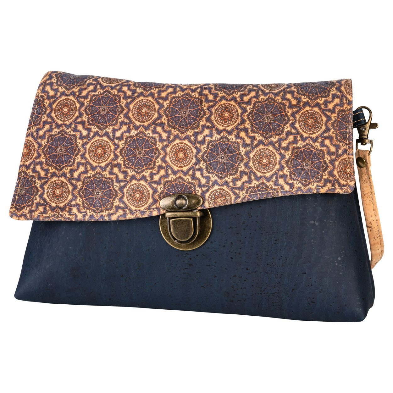 Kork-Deko.de Handtasche Kleine blaue Kork-Clutch – vegan, mit Reißverschluss