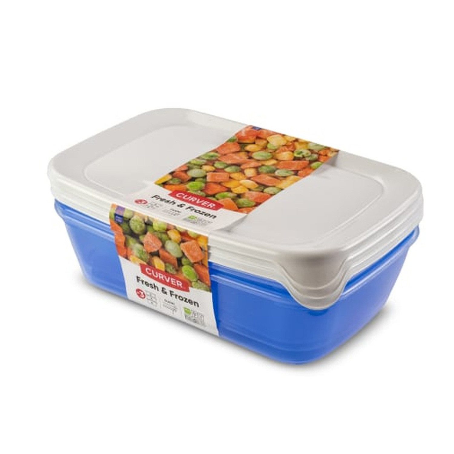 Curver Vorratsdose Fresh & Freeze Gefrierdosen 3er-Set 1,0L rechteckig, Kunststoff, Wiederverwendbar