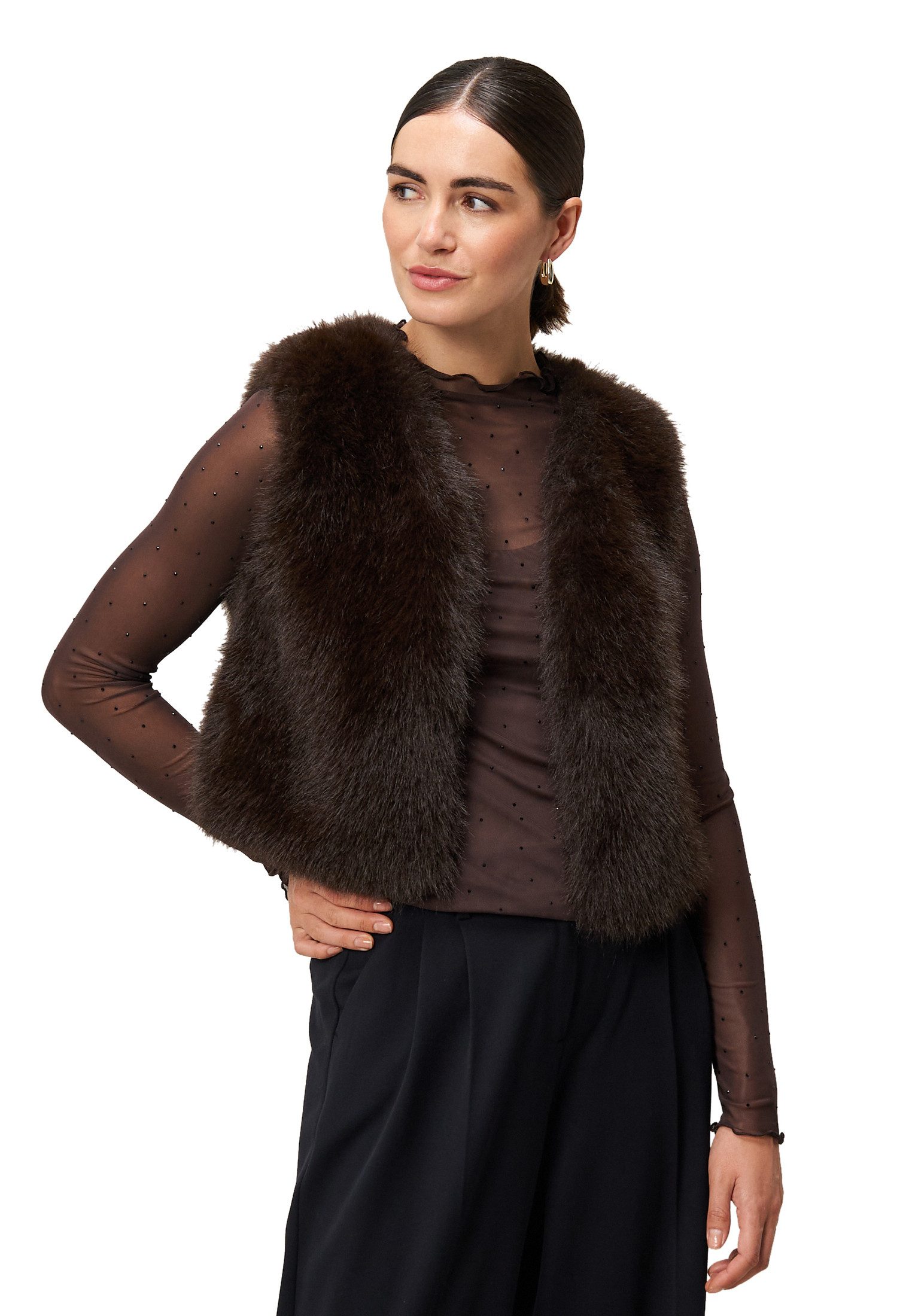 Zero Куртки блейзер Damen Weste in Felloptik Plain/ohne Details
