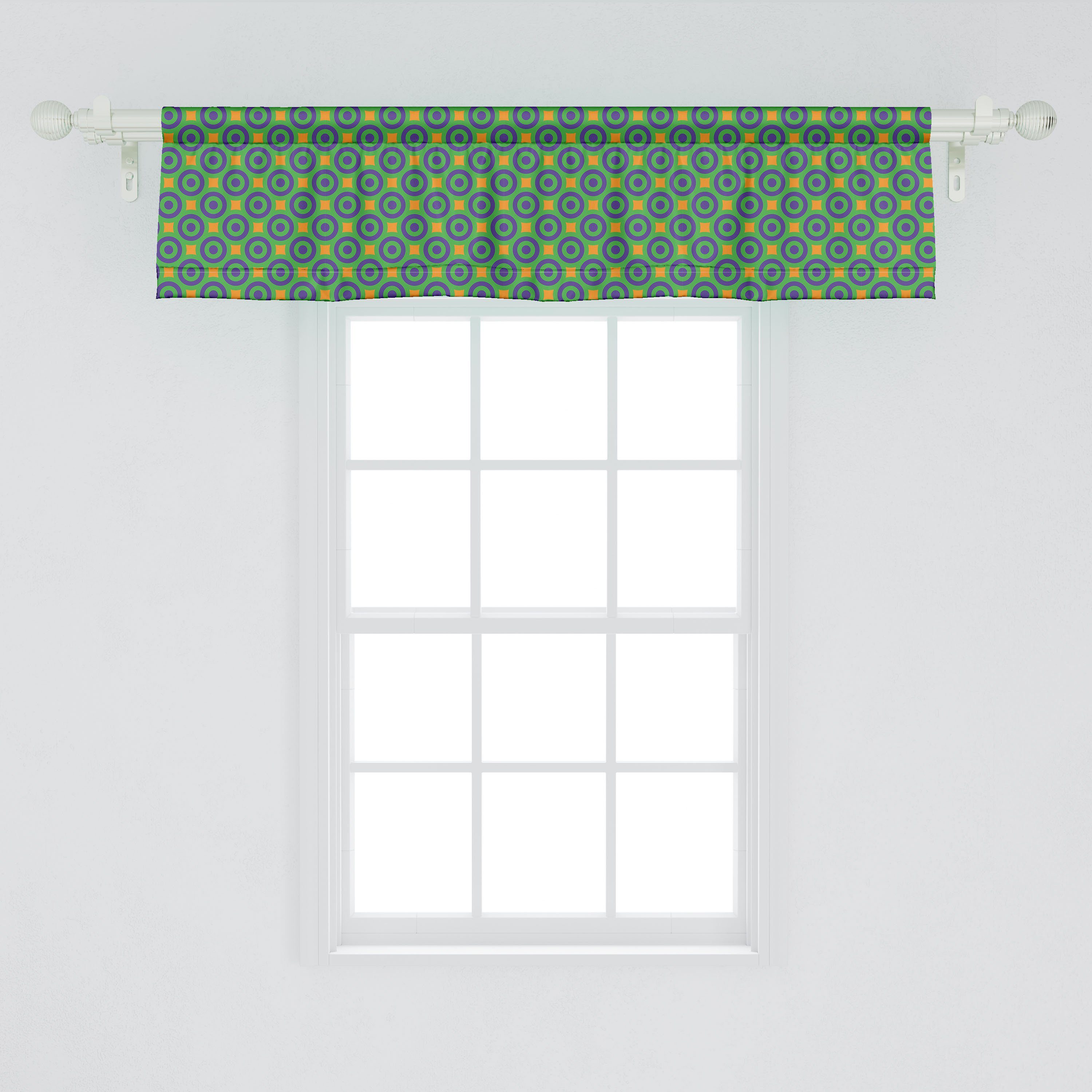 Scheibengardine Vorhang Volant für Küche Schlafzimmer Dekor Kreise Abakuhaus, Formen Stangentasche, Microfaser, Geometrisch und Ziel mit