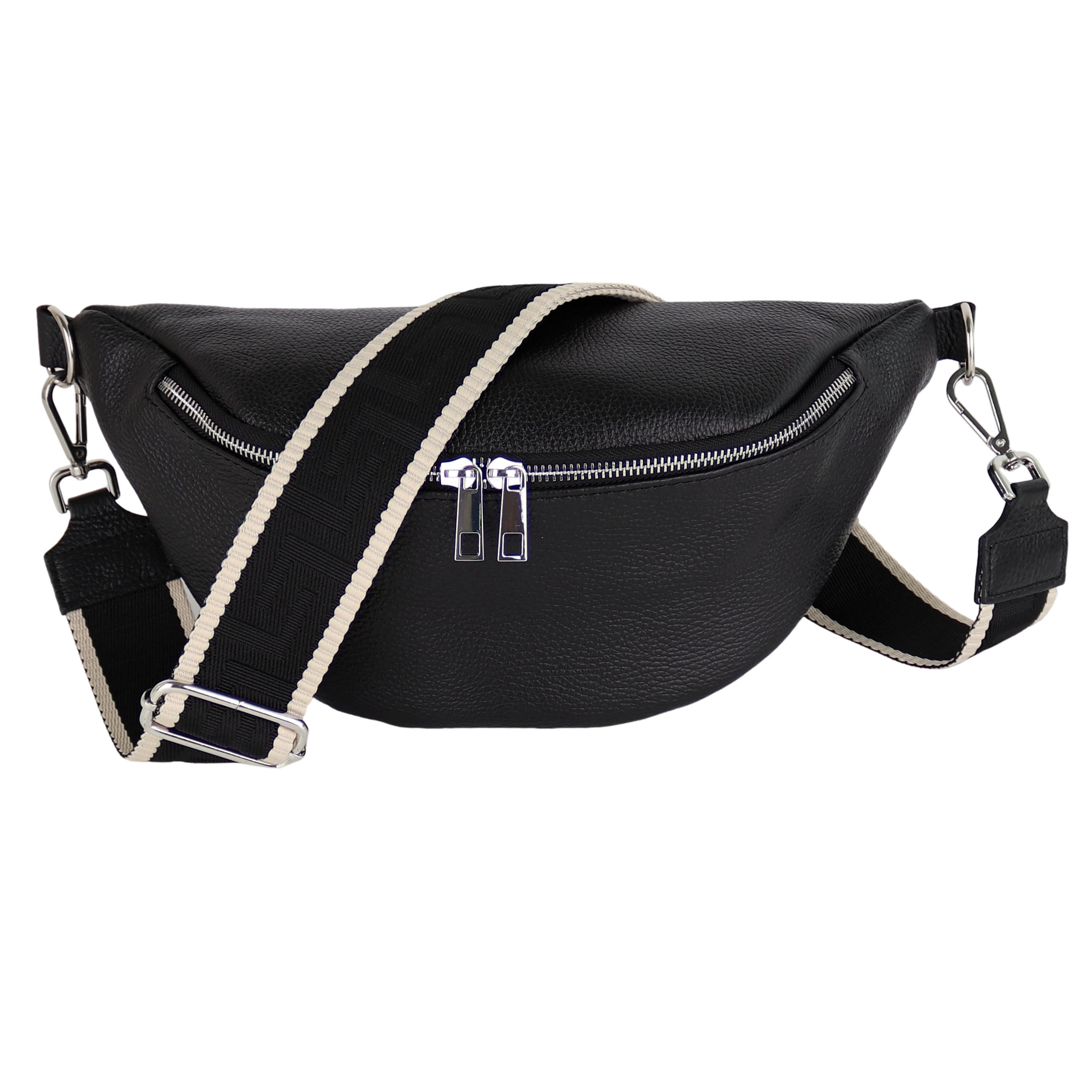 MIRROSI Bauchtasche Damen, Wildleder, Made in Italy, Umhängetasche, Brusttasche (Schultertasche für jeden Anlass (1 Tasche & 2 Gurt), 33x18x12cm, Reißverschlussfach auf der Rückseite), Crossbody Bag, Schulterriemen Länge verstellbar