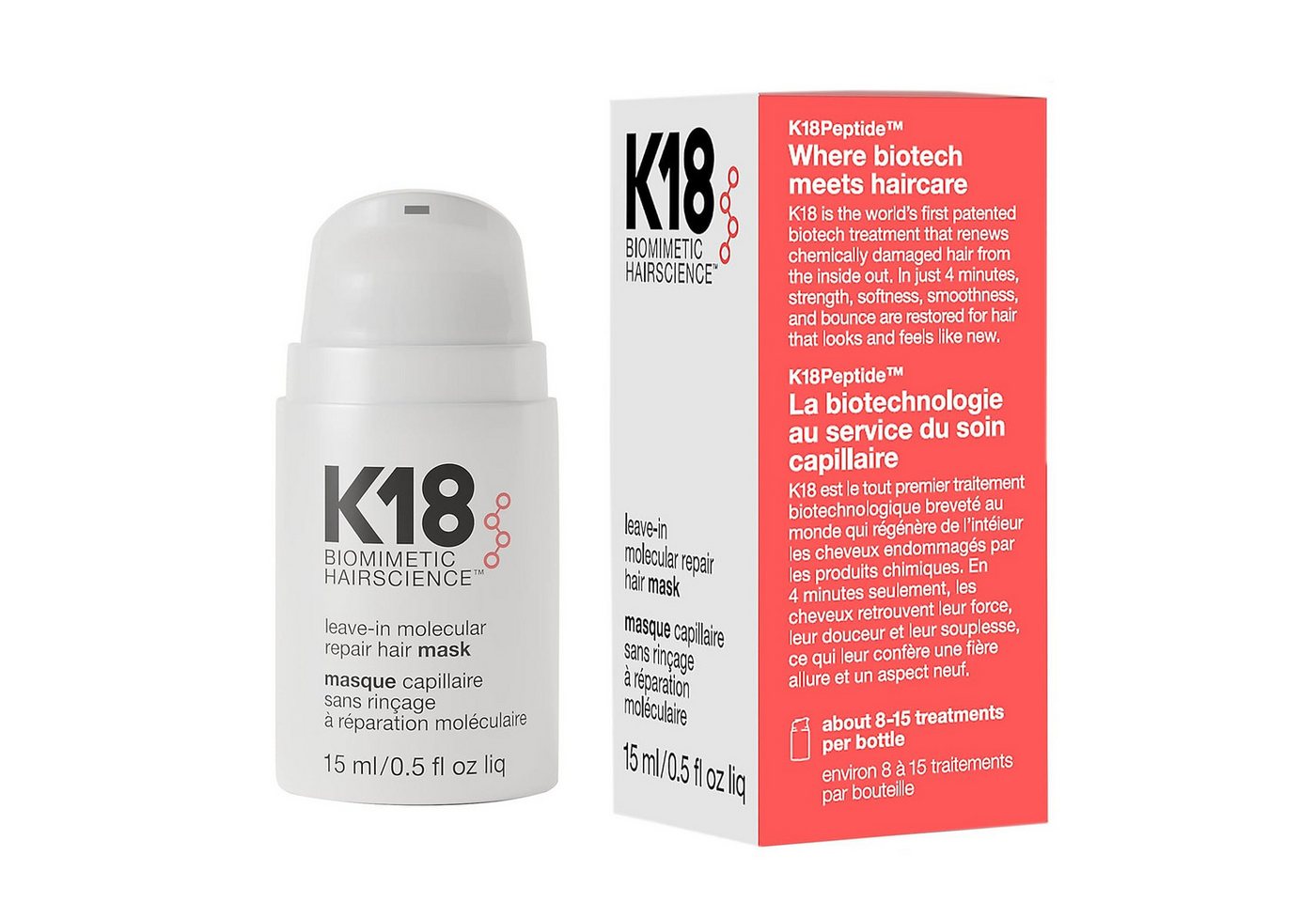 K18 Haarmaske Leave-In Repair, Frei von Silikonen, Parabenen und Sulfaten, kein Ausspülen erforderlich, Intensivpflege für geschädigtes Haar