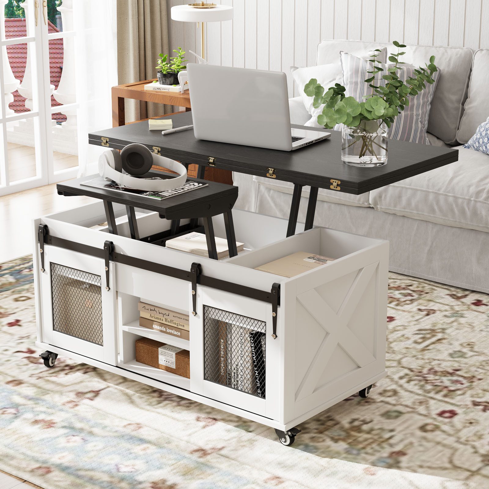 VOWNER Couchtisch 3-in-1 Multifunktions-Wohnzimmertisch, umwandelbar in Ess günstig online kaufen