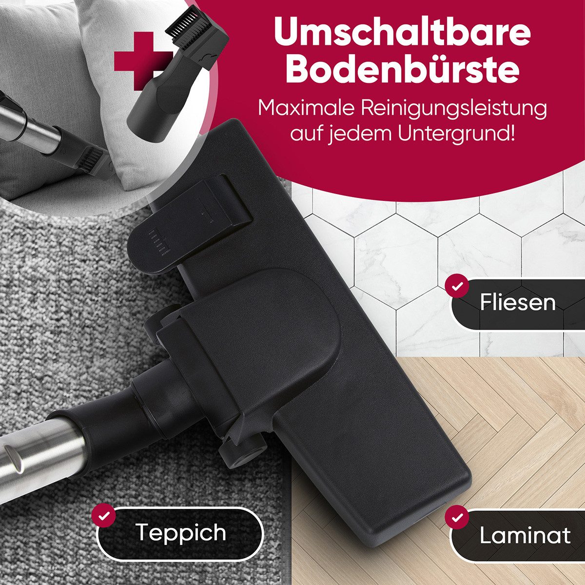 ProfiCare Bodenstaubsauger PC-BS 3141, Bodenstaubsauger 700W, Sauger mit Beutel