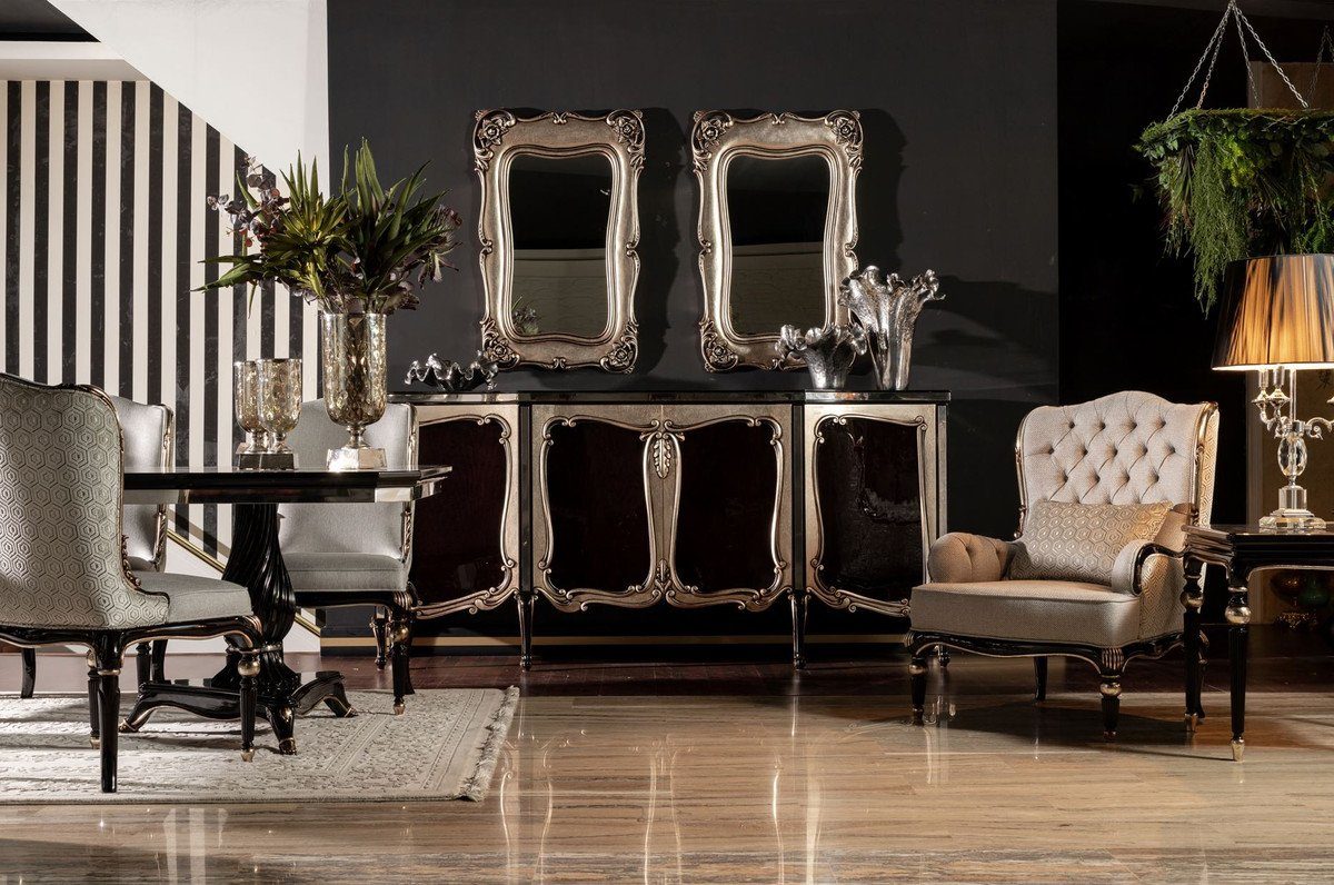 Möbel Casa Spiegel 2 Set Wandspiegel - Barockspiegel Silber Barockstil Luxus Barock Barock - Padrino im Handgefertigte