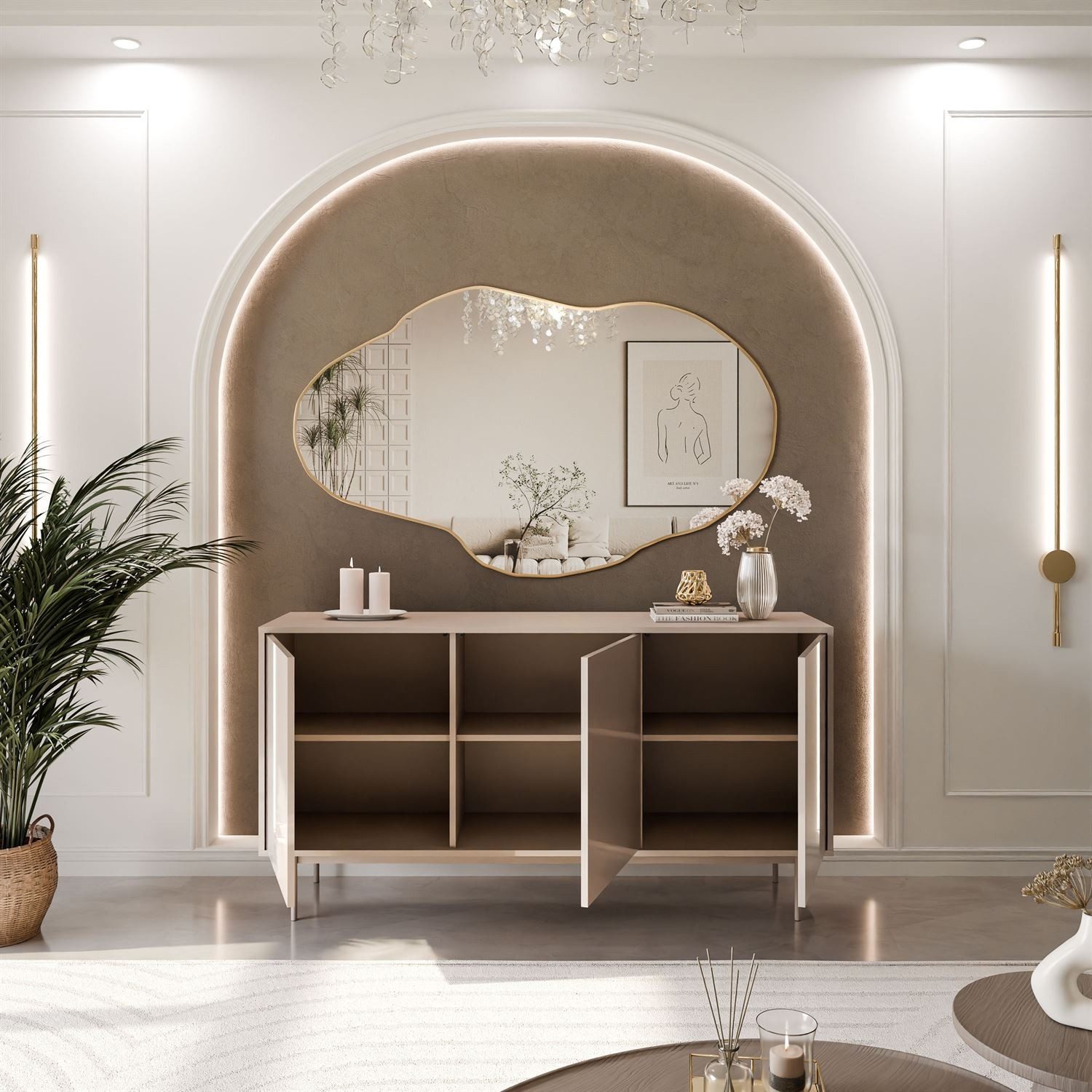Lookway Kommode SANAYI in Kaschmir auf Gestell, 154x40x80 cm – Bild 4 von 5