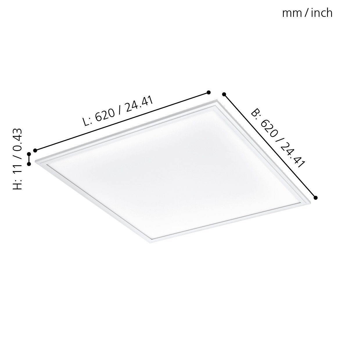 Leuchtmittel inklusive, Bürolampe, Panel LED Deckenleuchte, EGLO 1, Salobrena Weiß LED 62cm, Wohnzimmerlampe, Deckenlampe