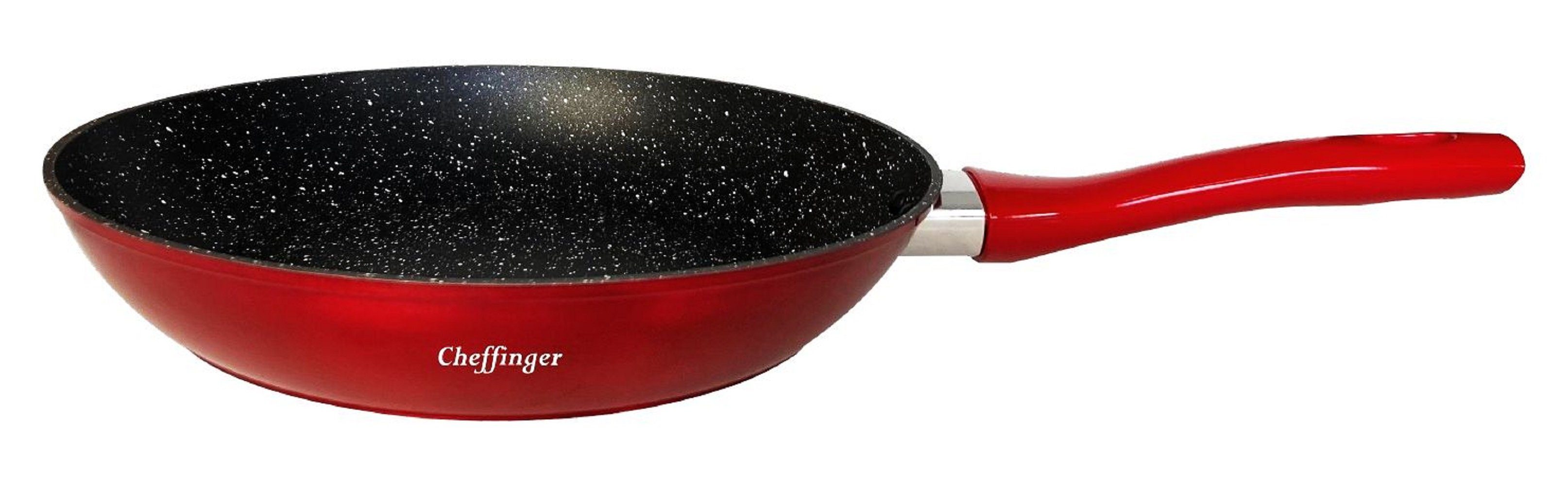 Cheffinger Bratpfanne Bratpfanne Induktion Ø 24cm Cheffinger FFP-24 Rot,  Material: Aluminium