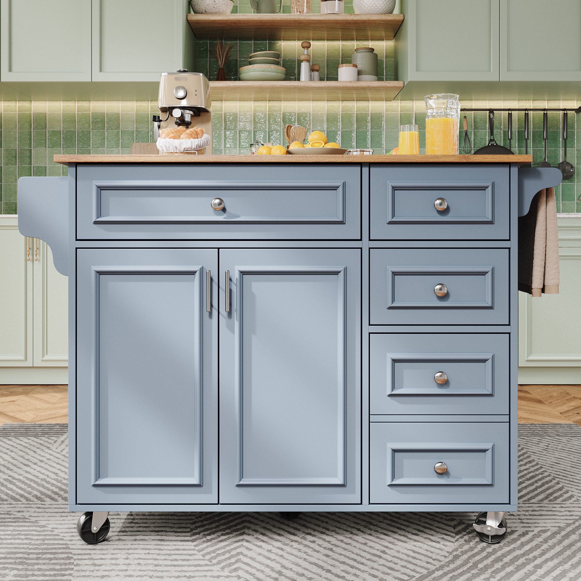 i@home Küchenwagen Kücheninsel, Küchenschrank(110×45-75×92cm), Multifunktio günstig online kaufen