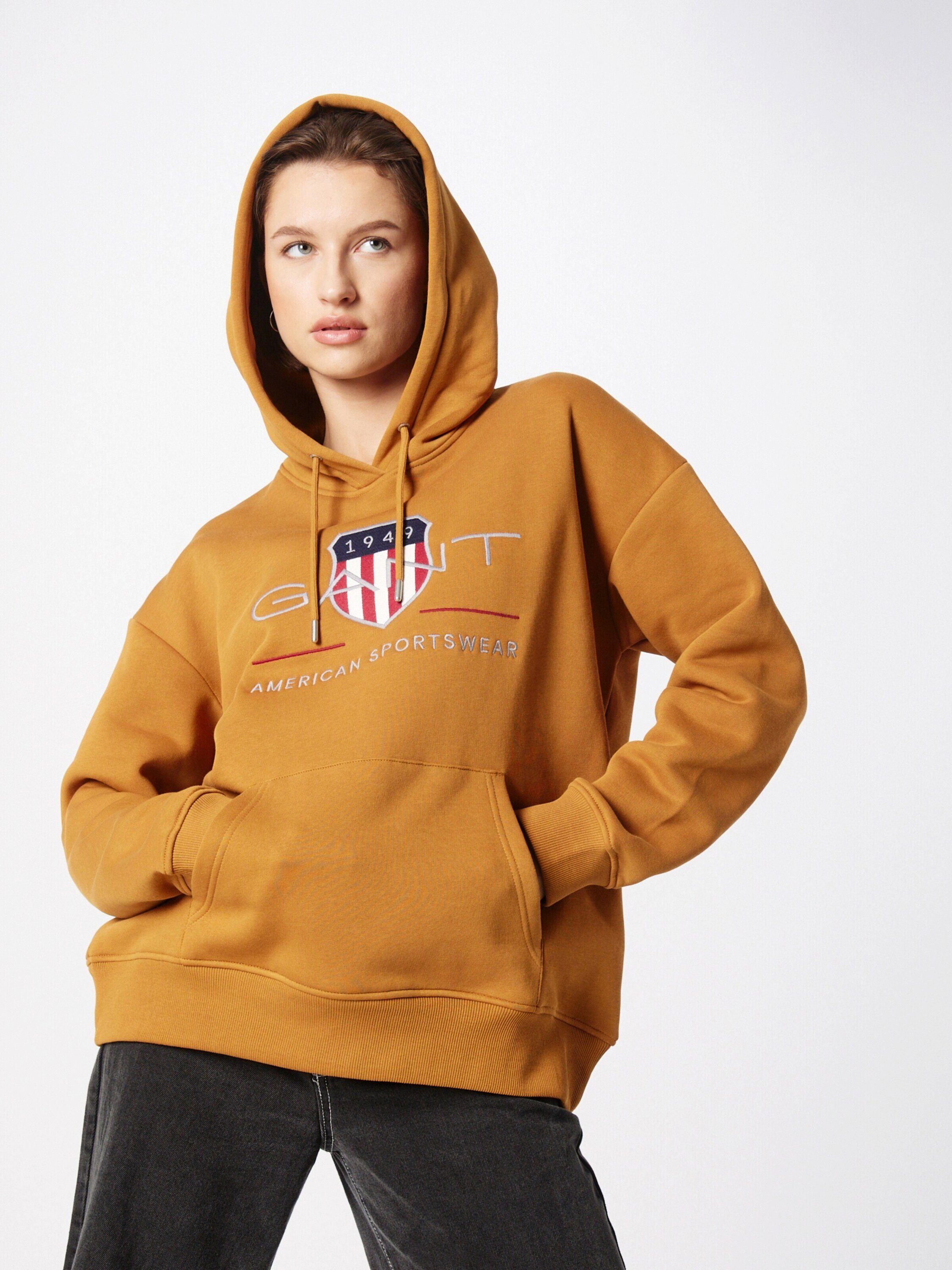 Gant Sweatshirt (1-tlg) Braun Stickerei