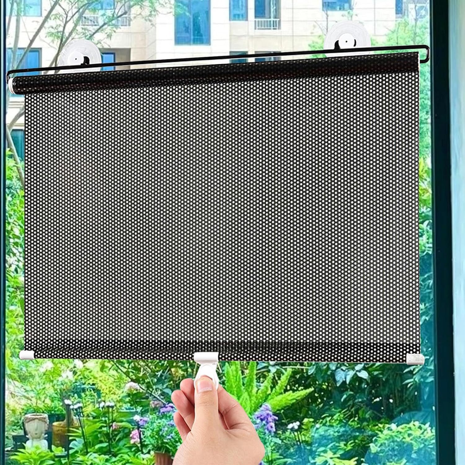 Verdunklungsrollo Sonnenschutz Rollo Saugnapf Ohne Bohren Verdunklung Schwarz, FELIXLEO