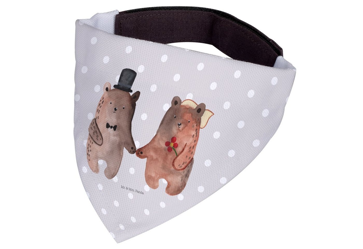 Thumbnail - Mr. & Mrs. Panda Hundefliege Bär Heirat - Grau Pastell - Geschenk, mittelgroße Hunde, Halstuch, Tu, Polyester, Kreative ...