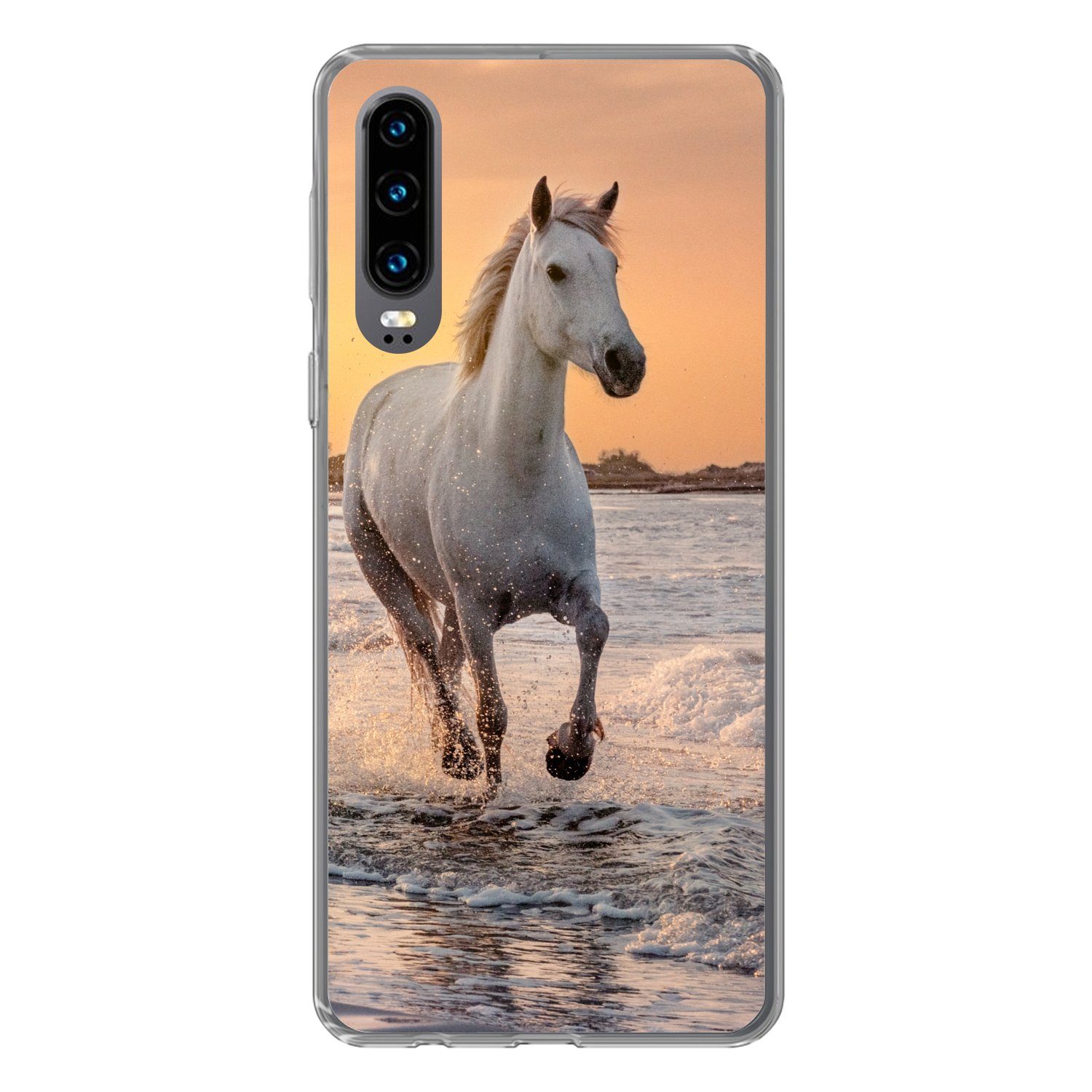 MuchoWow Handyhülle für Huawei P30 Pferde - Sonne - Meer - Strand - Tiere, Handy Case, Silikon, Bumper Case Dünn