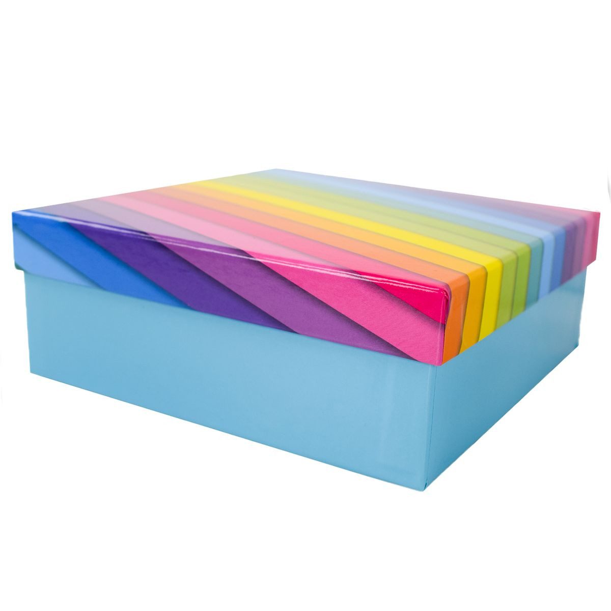 Out of the Blue Stapelbox Geschenkkarton in verschiedenen Größen hellblau mit Regenbogen, mit abnehmbaren Deckel