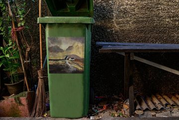 MuchoWow Wandsticker Kleines Ölgemälde von Schottland (1 St), Mülleimer-aufkleber, Mülltonne, Sticker, Container, Abfalbehälter