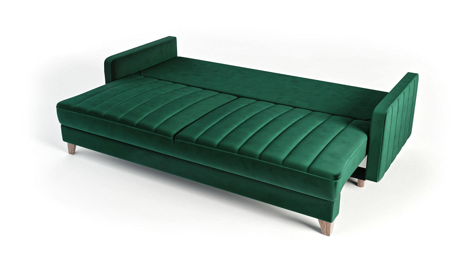 Sofa Bettzeugbehälter - Bali Dreisitzer-Sofa mit - 3-Sitzer Siblo Grün Ausklappbares Schlaffunktion 3-Sitzer