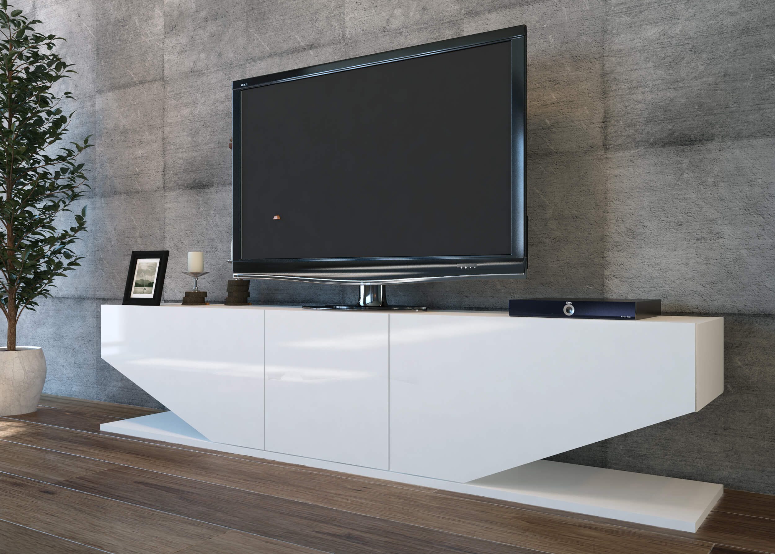 Decorotika Lowboard Decorotika Inci TV-Lowboard 180 cm für TVs bis 71 Zoll, Weiß