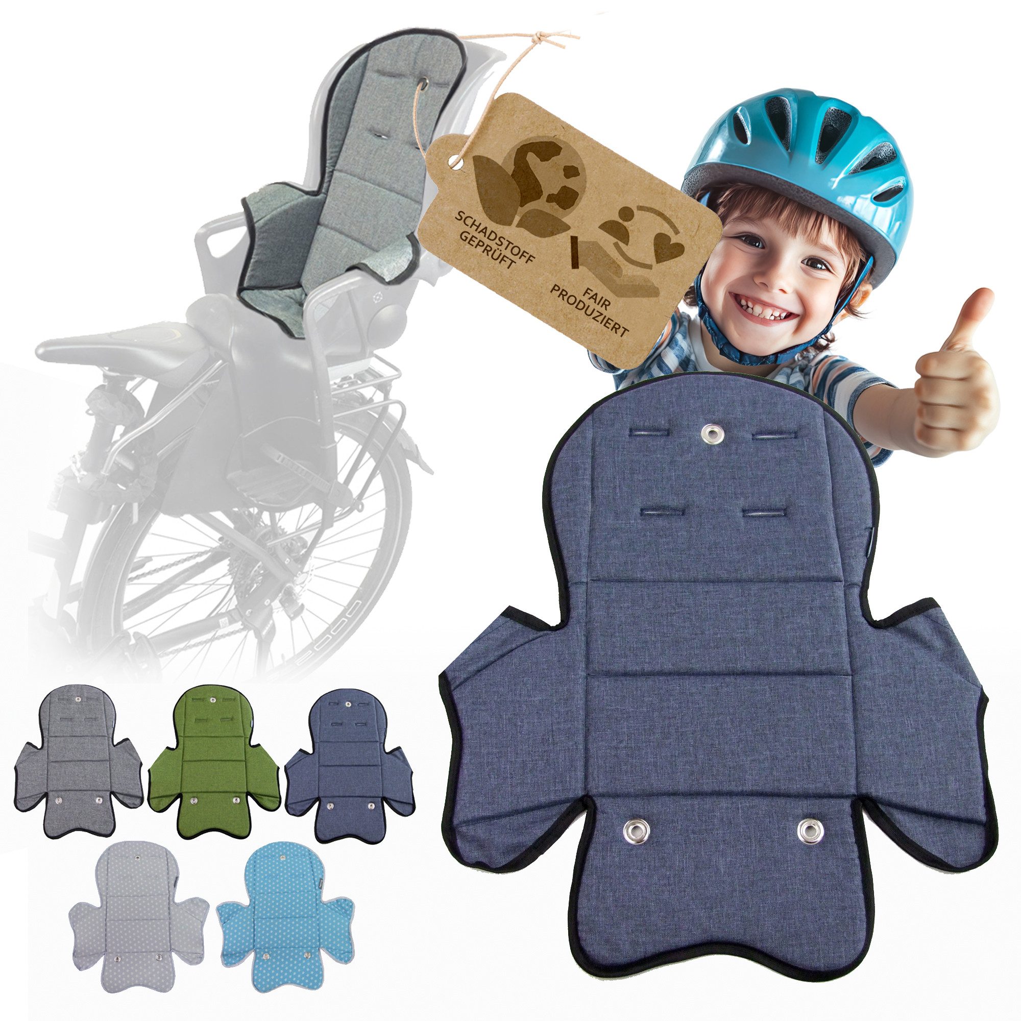 BambiniWelt by Rafael K. Fahrradkindersitz Ersatzbezug Sitzkissen für Fahrradsitz kompatibel mit Römer Jockey M5, ab: 9 Monate, bis: 5 Jahre