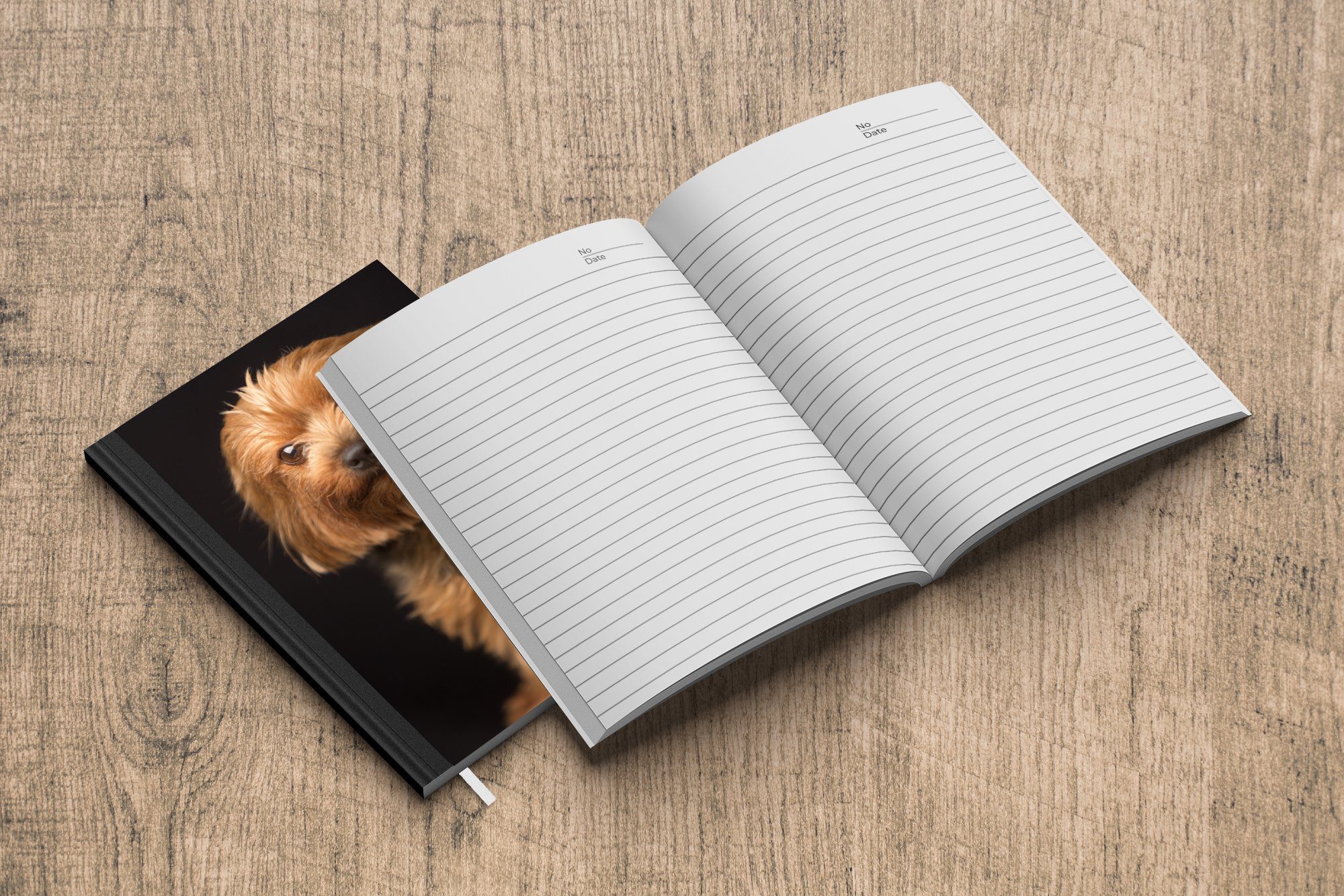 MuchoWow Notizbuch Porträt eines A5, Yorkshire Haushaltsbuch Terriers, 98 Journal, goldbraunen Notizheft, Seiten, Tagebuch, Merkzettel