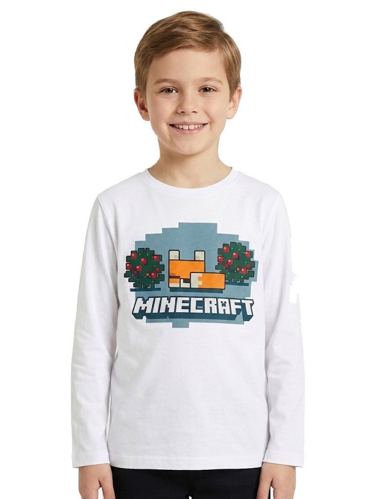 Minecraft Langarmshirt Minecraft Kinder Langarmshirt – Cooles Gaming-Design in Weiß oder Rosa Minecraft Jungen + Mädchen Logsleeve Bekleidung