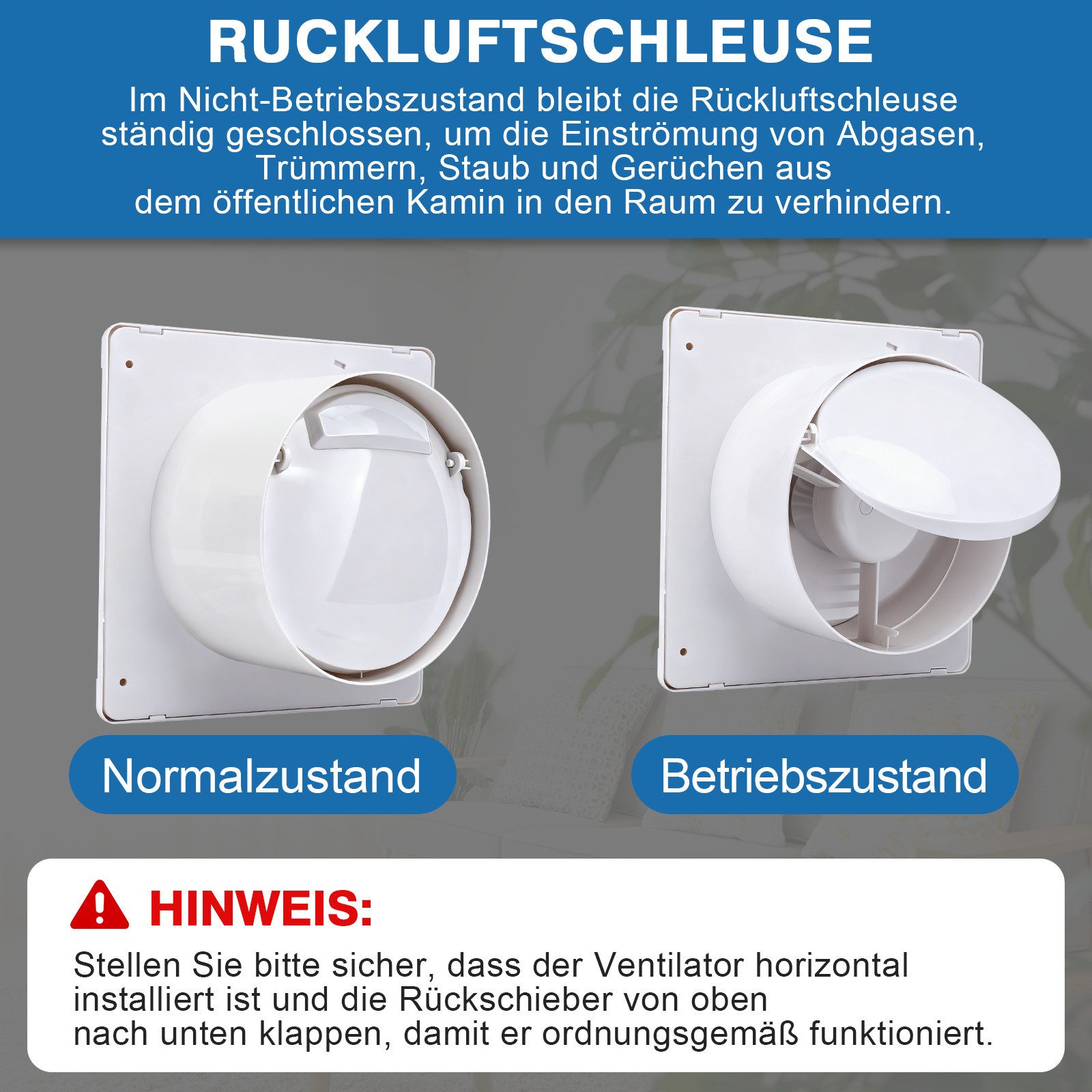 XERSEK Wandventilator Abluftventilat mit 22W Solarpanel Wandlüfter inkl. Timer & Akkuanzeige, Verstellbare Geschwindigkeit, leise – Bild 4 von 5